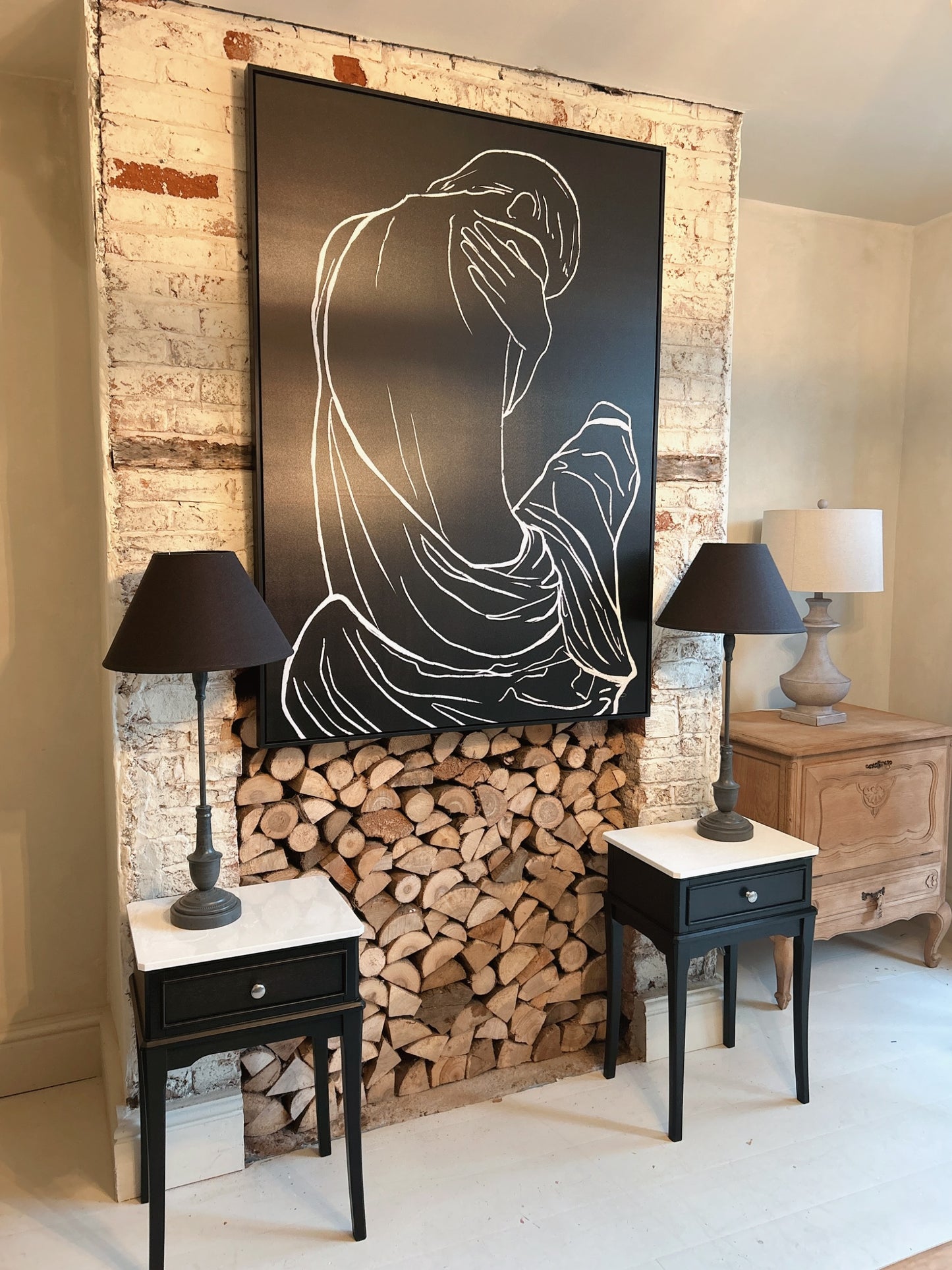 Black & marble side table