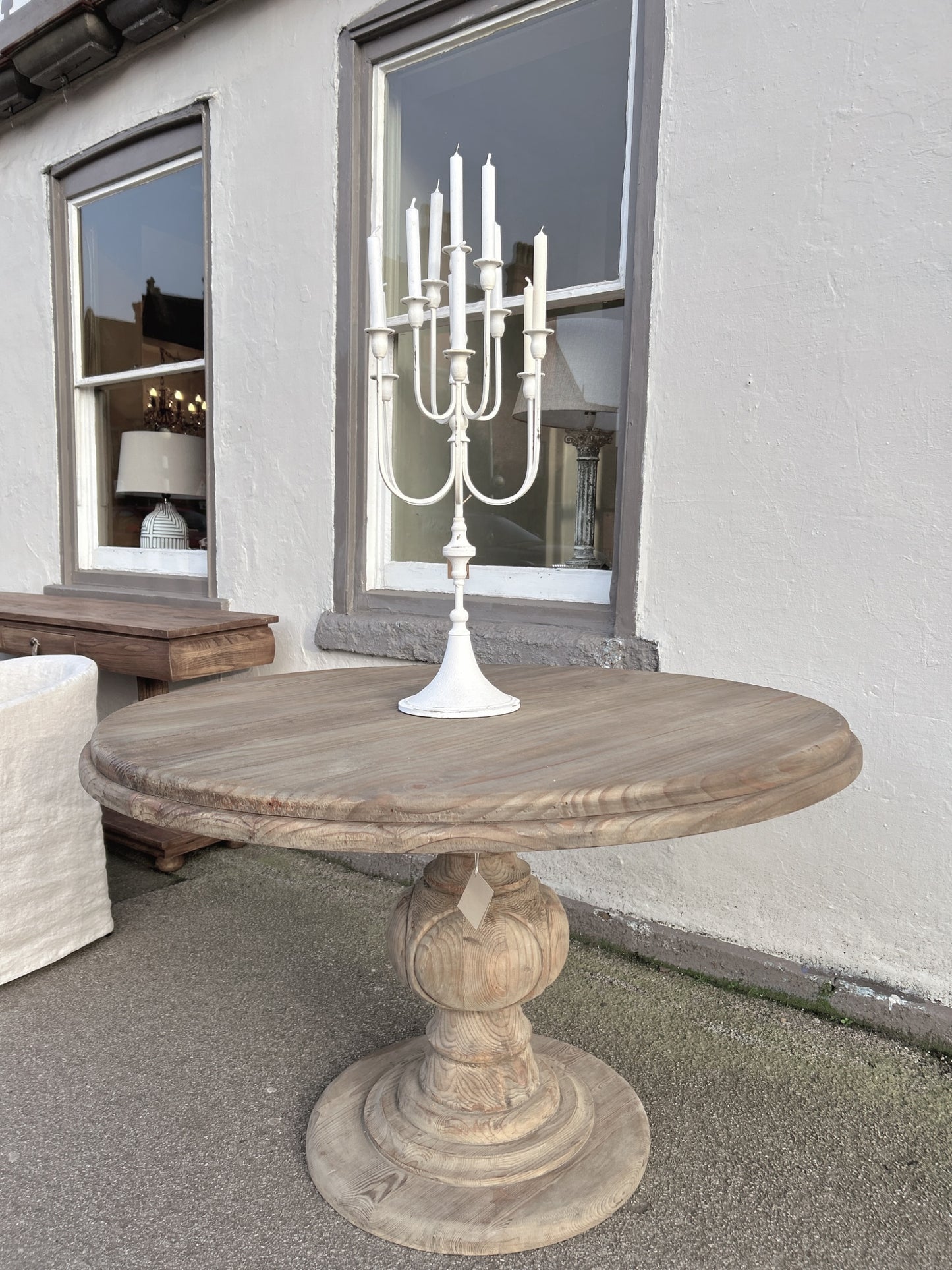 Reclaimed wooden round dining table