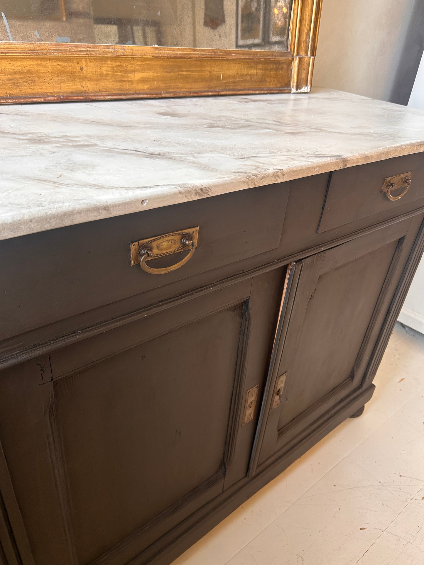 Dutch painted cabinet with faux marble top