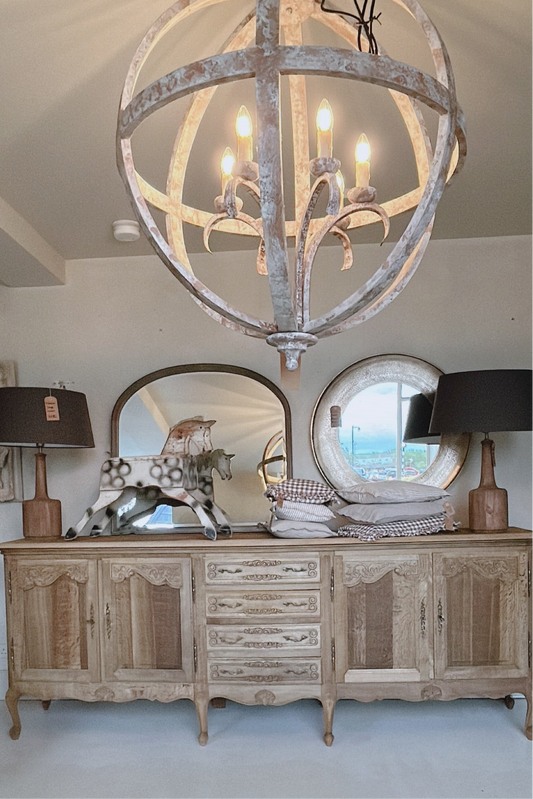 Large vintage french oak sideboard buffet raw oak