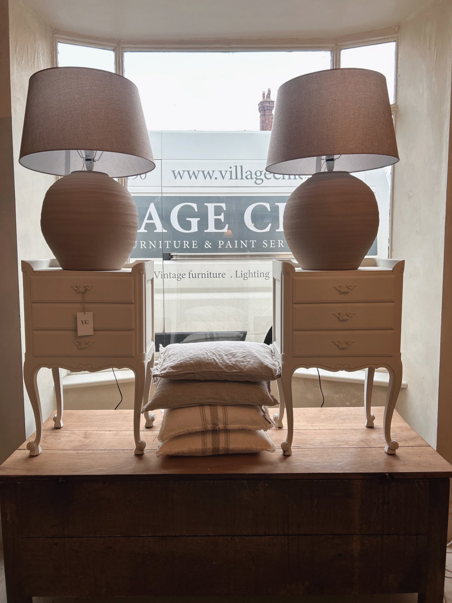 Pair of painted french vintage bedside tables