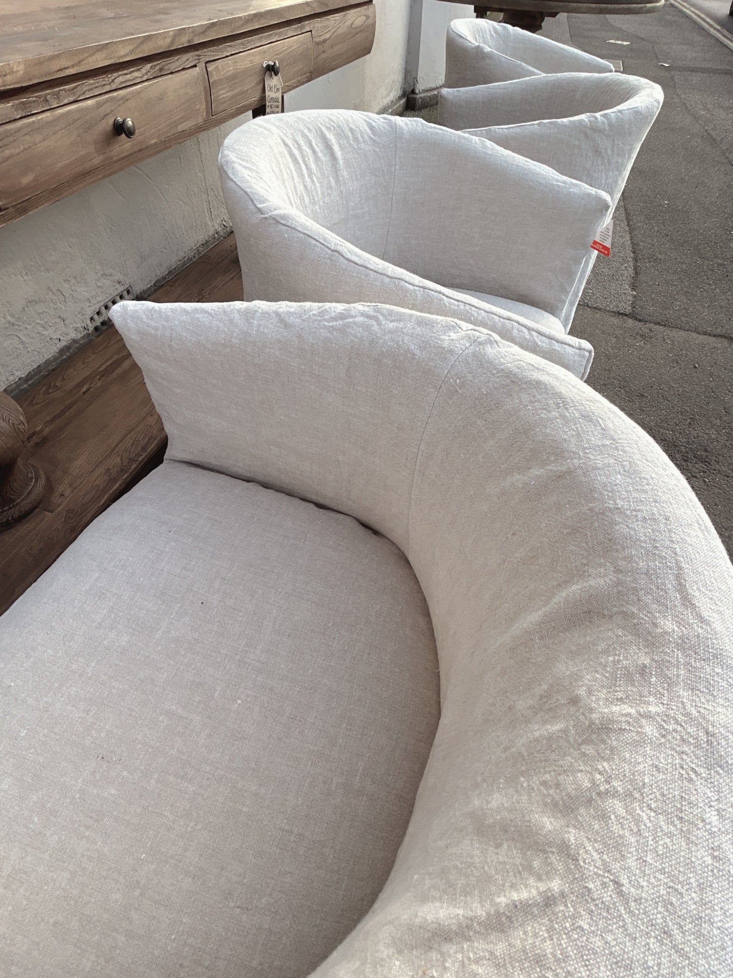 Set of 4 linen half moon dining chairs