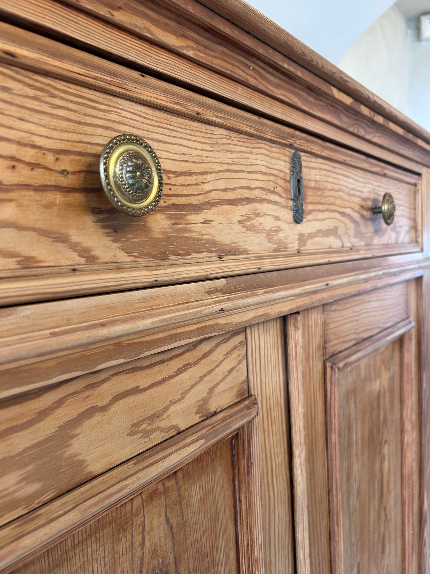 French antique pine linen cupboard