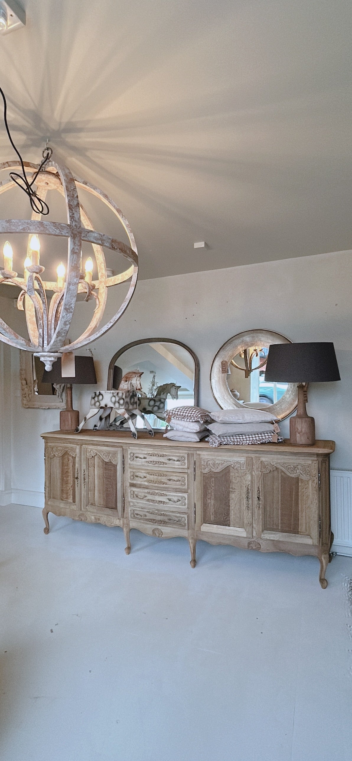 Large vintage french oak sideboard buffet raw oak