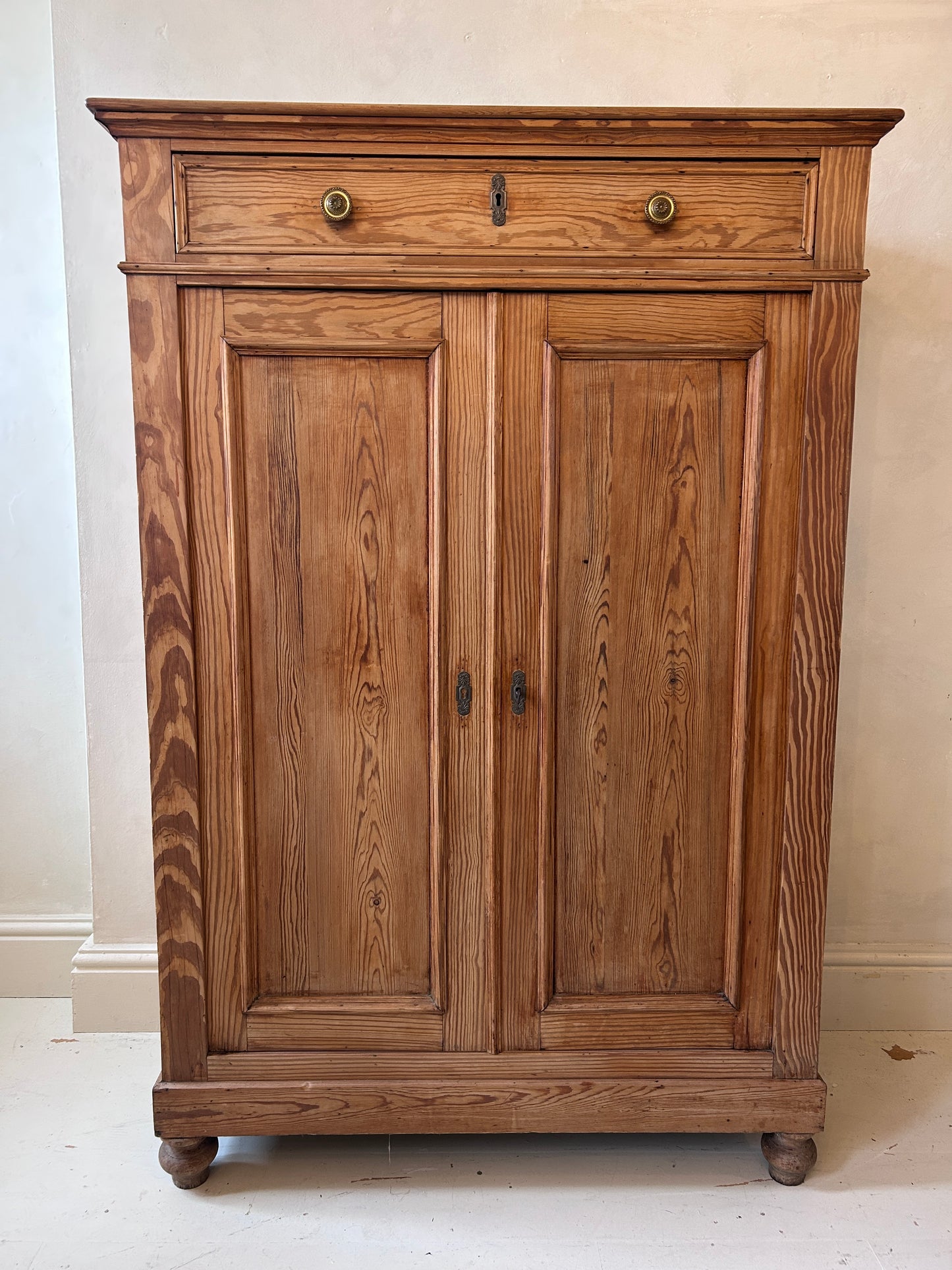 French antique pine linen cupboard