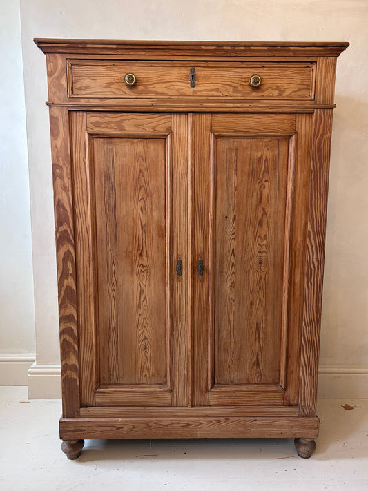 French antique pine linen cupboard