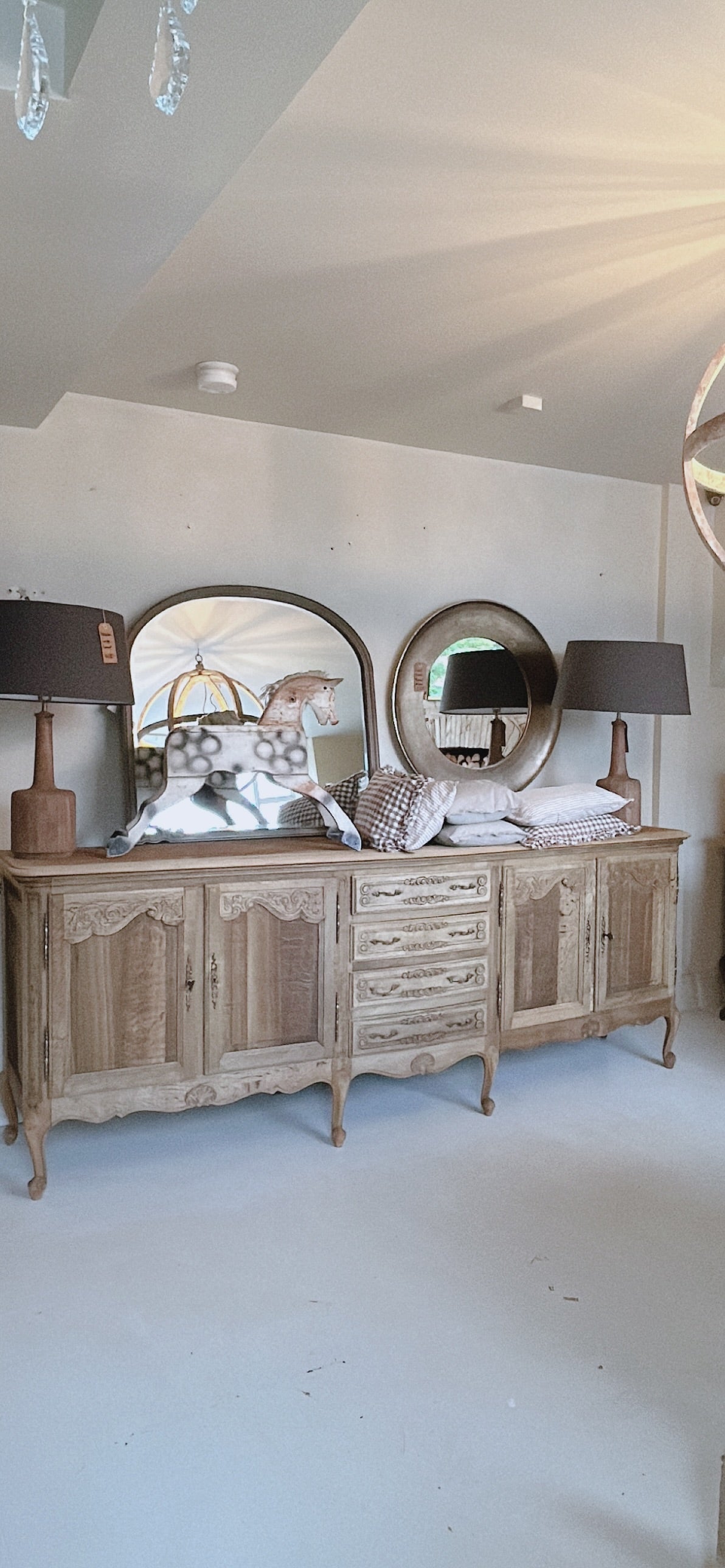 Large vintage french oak sideboard buffet raw oak