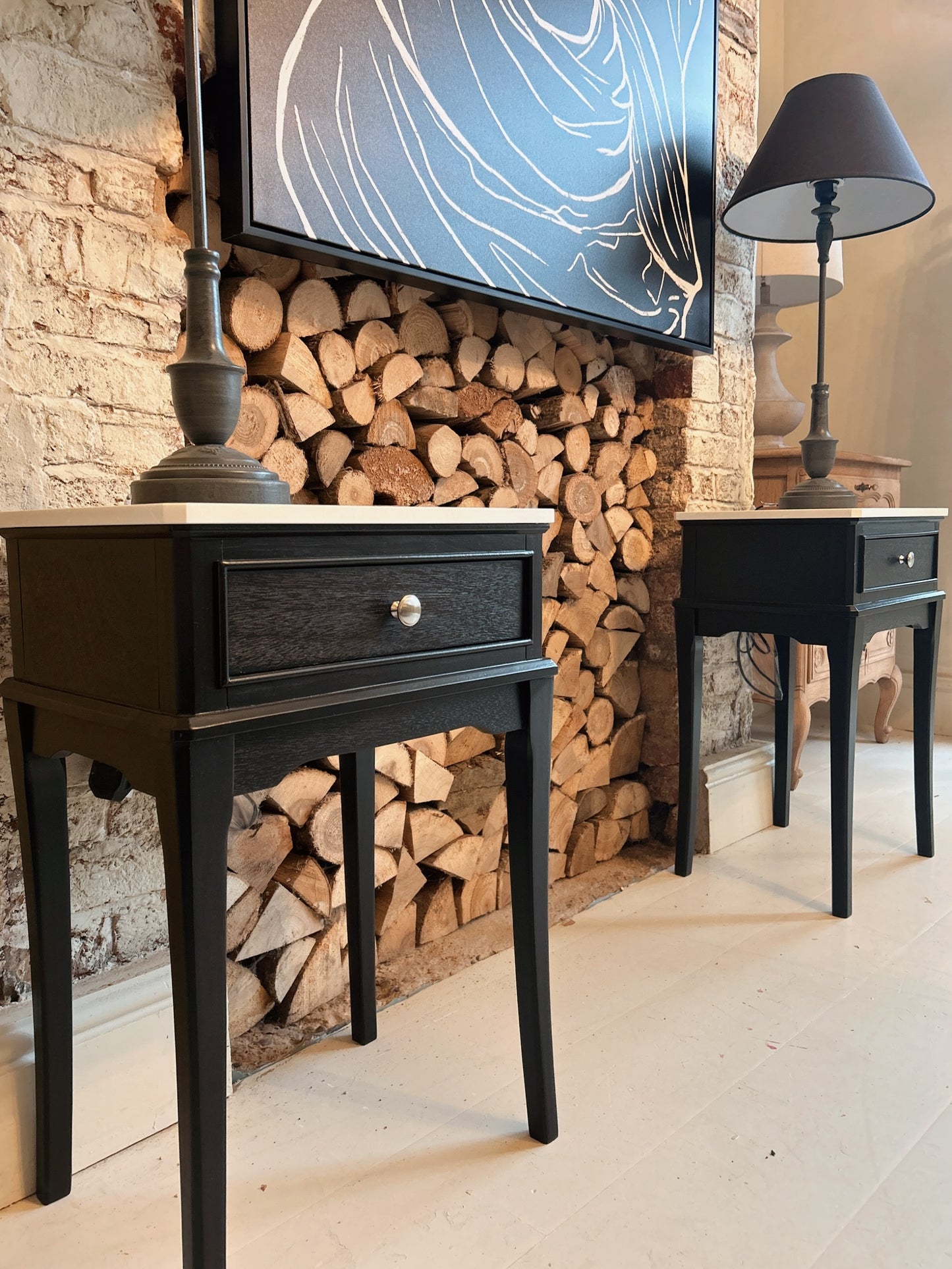 Black & marble side table