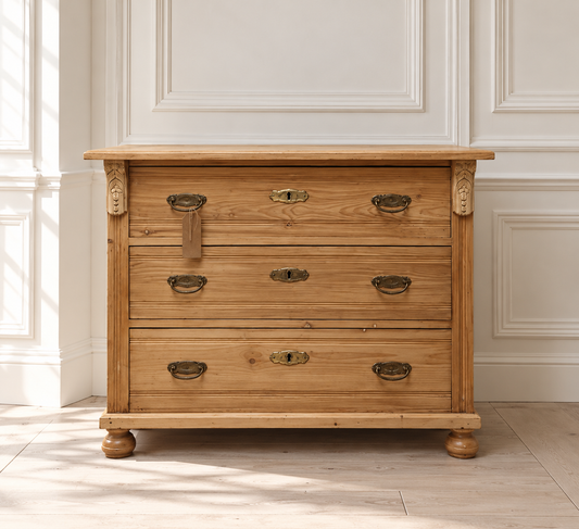 Vintage pine European chest of drawers