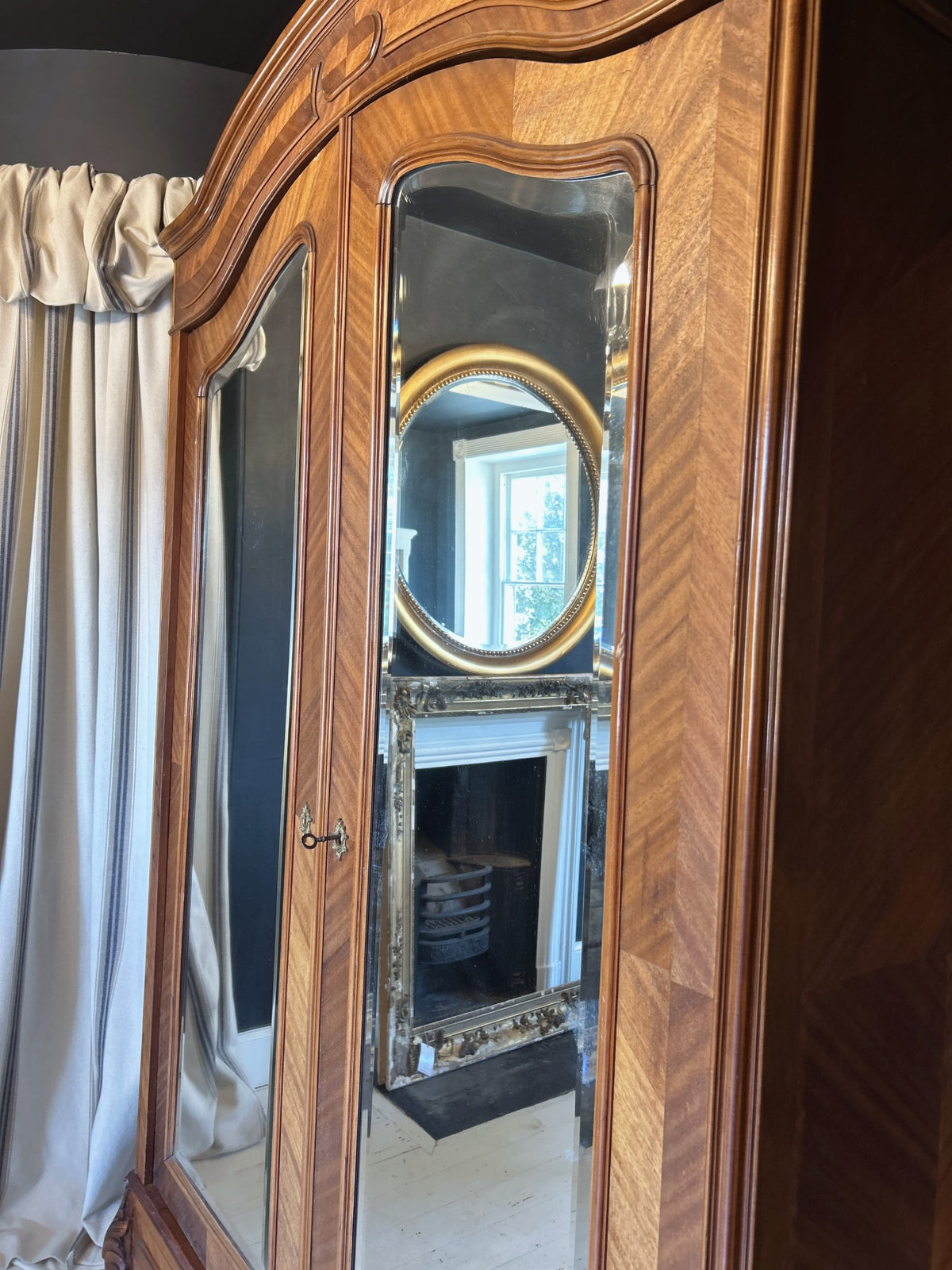 French Antique Mirrored Armoire