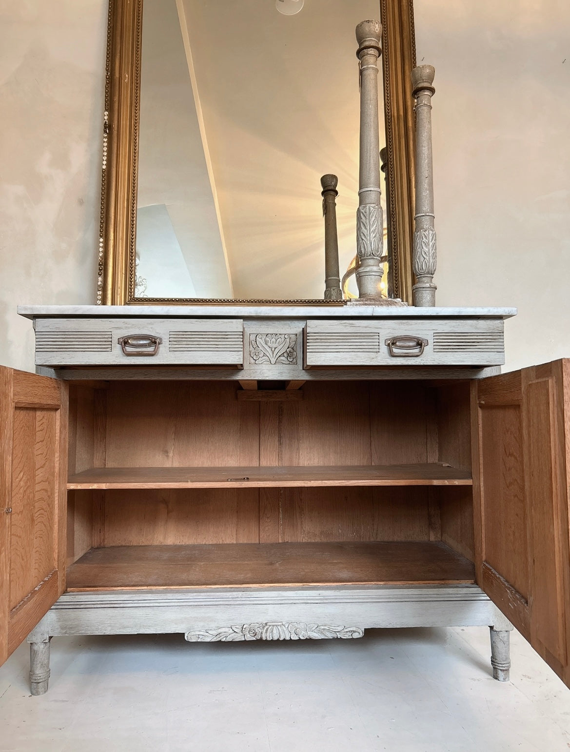 French antique marble top washstand - commode