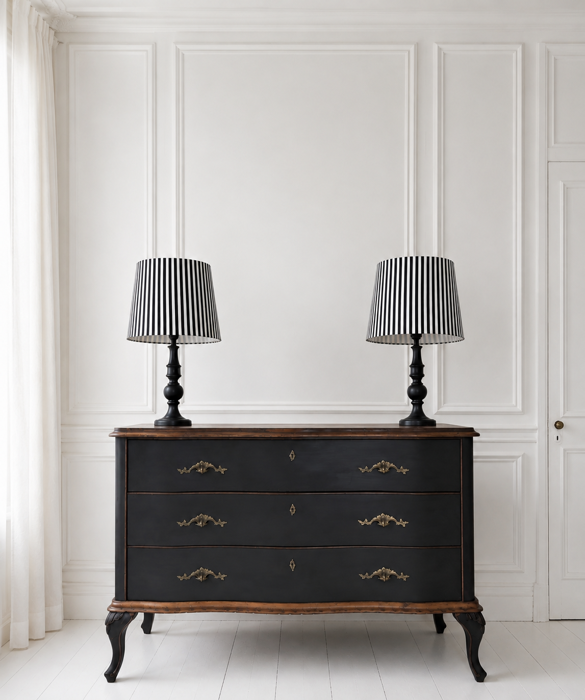 French painted black commode