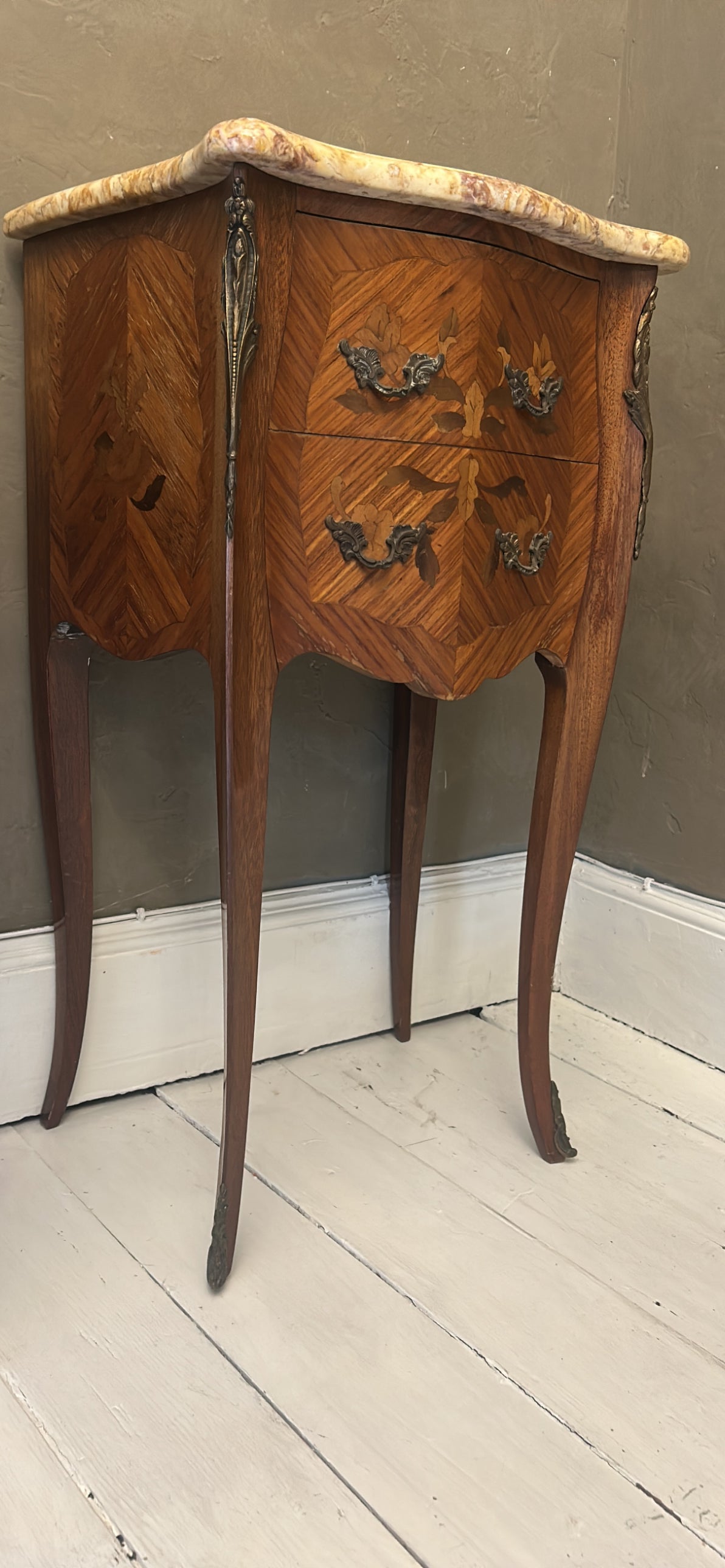 Pair of French Louis XV marquetry Bedside tables