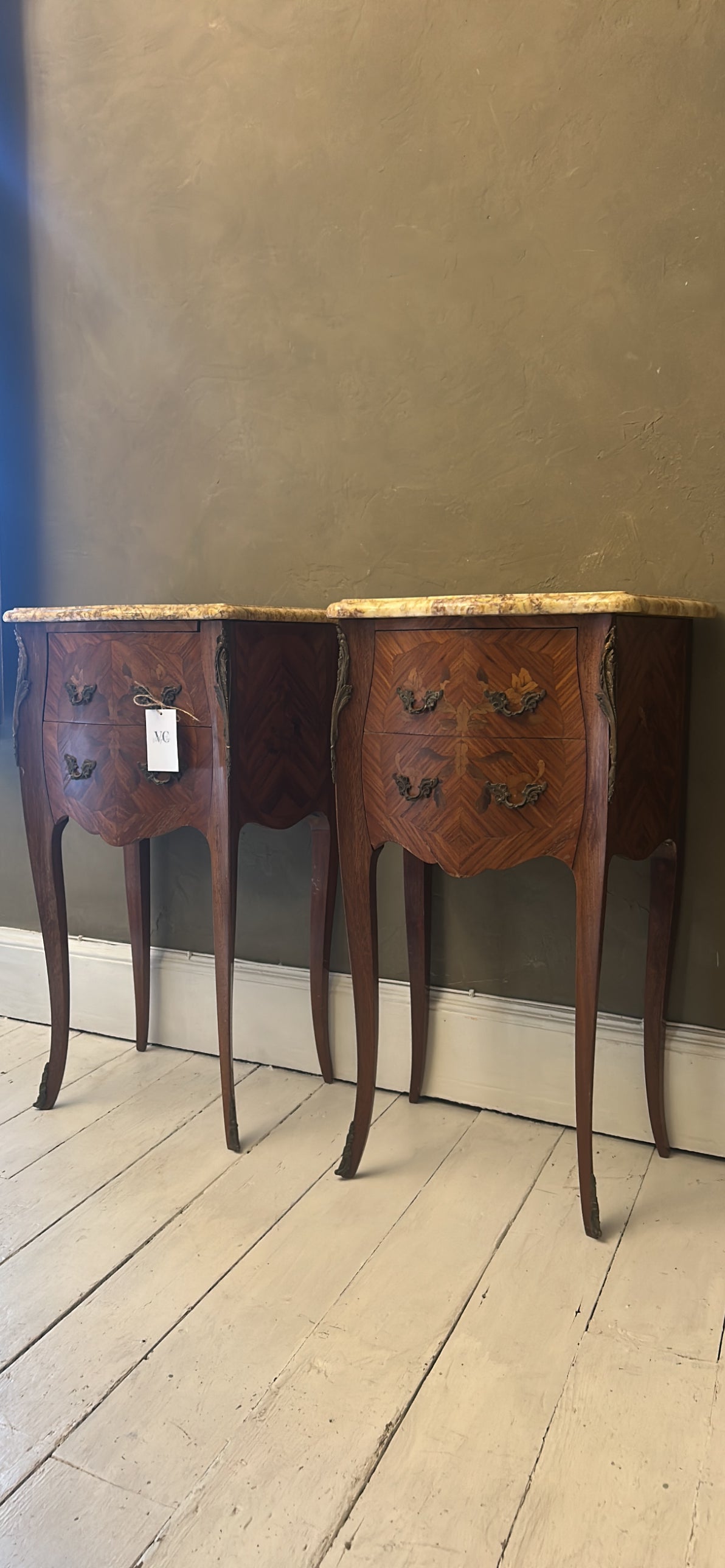 Pair of French Louis XV marquetry Bedside tables