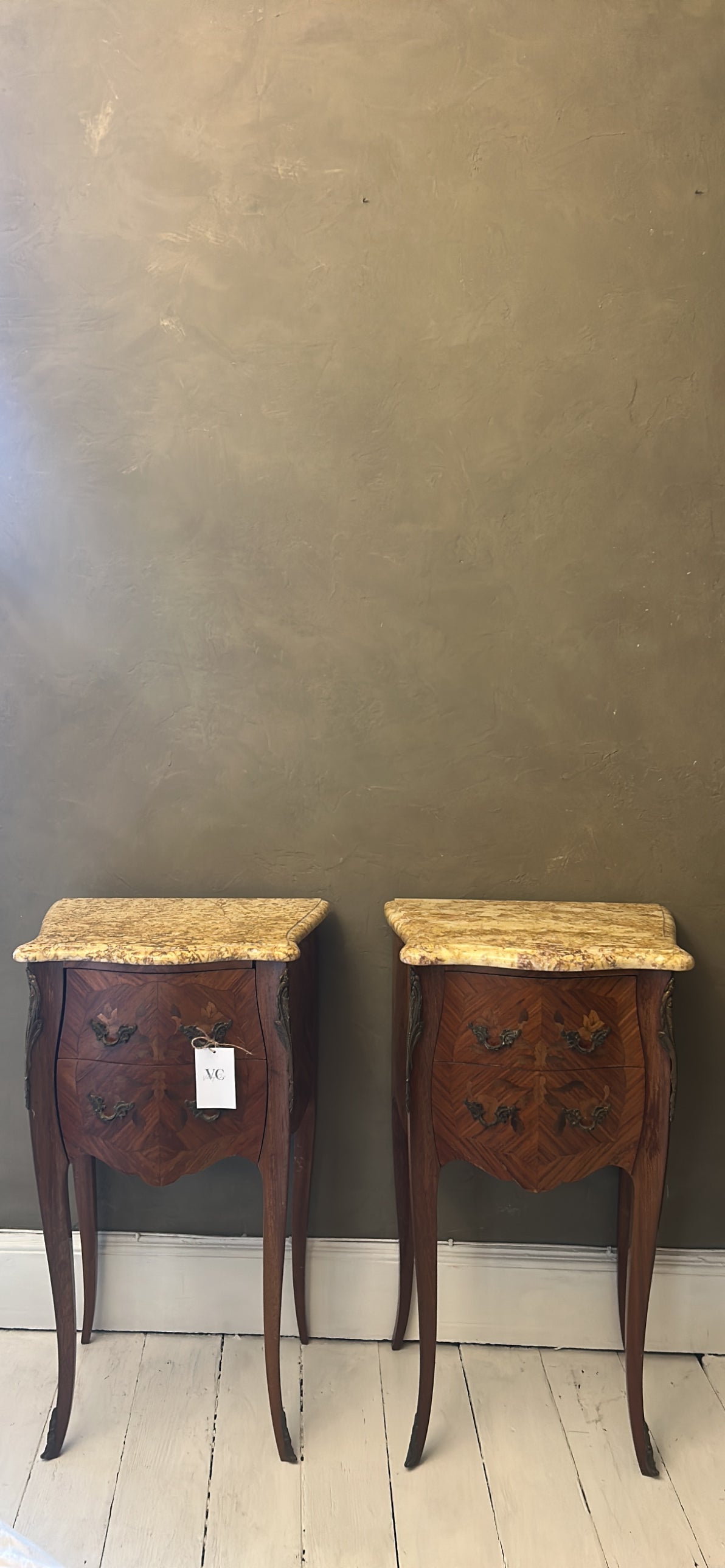 Pair of French Louis XV marquetry Bedside tables