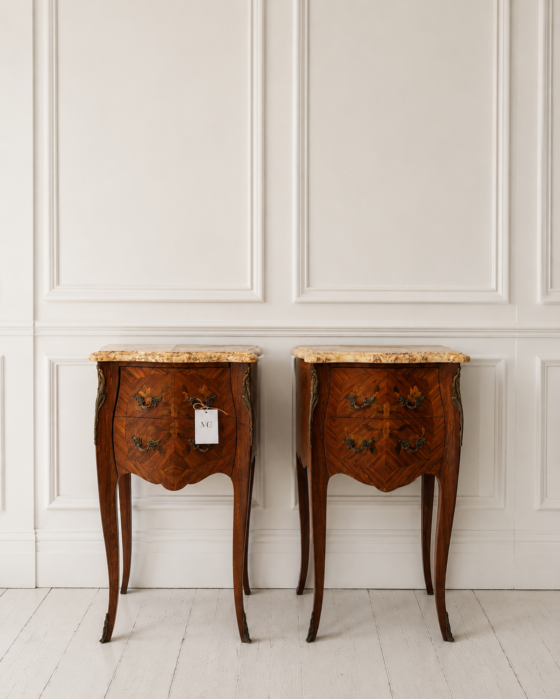 Pair of French Louis XV marquetry Bedside tables