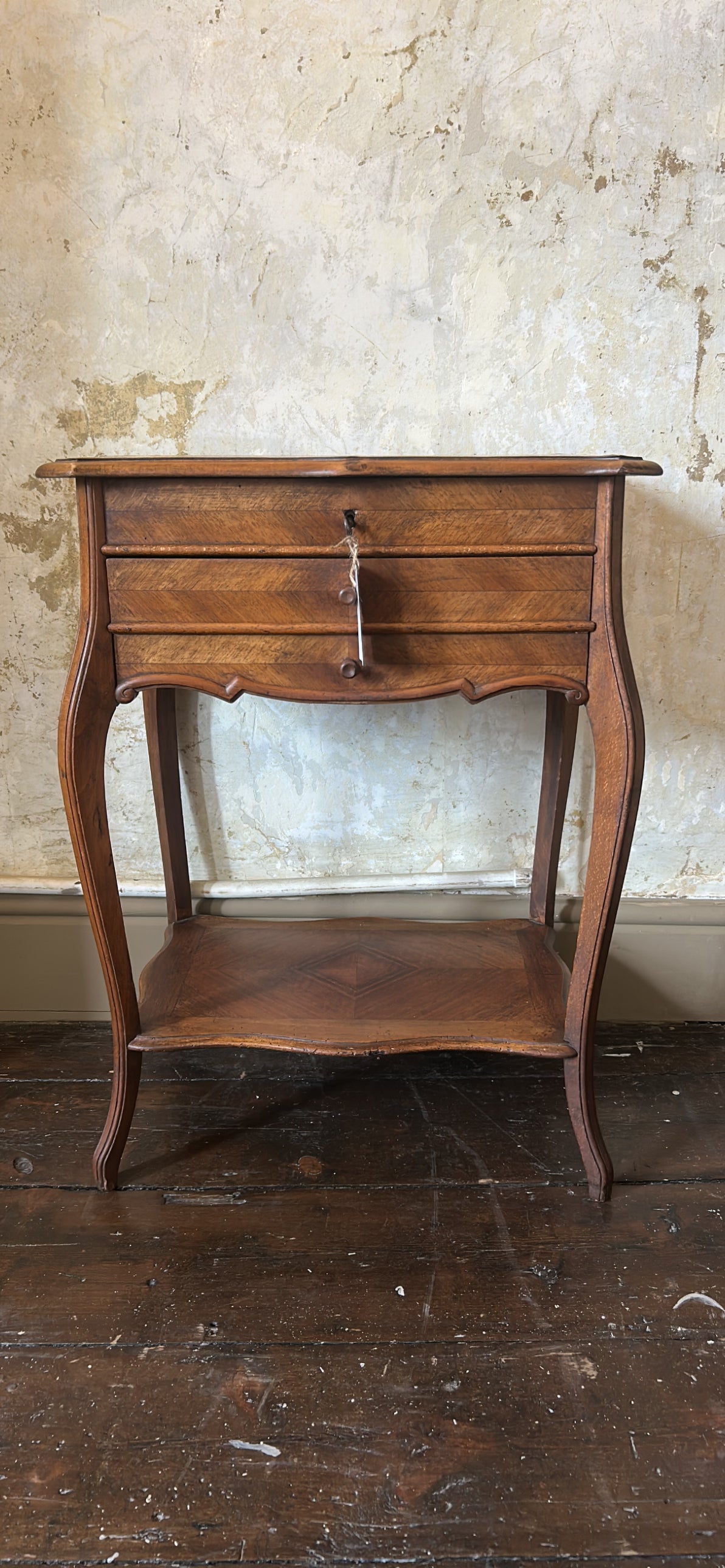 antique French Louis XV marquetry dressing table / poudreuse - side table