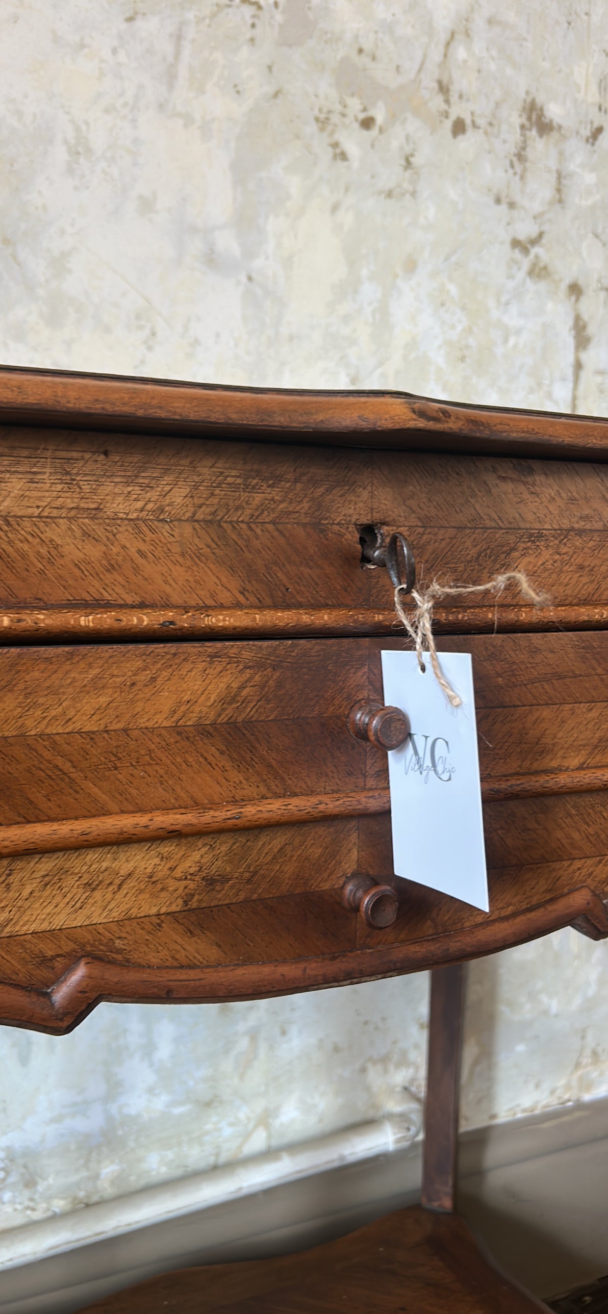 antique French Louis XV marquetry dressing table / poudreuse - side table
