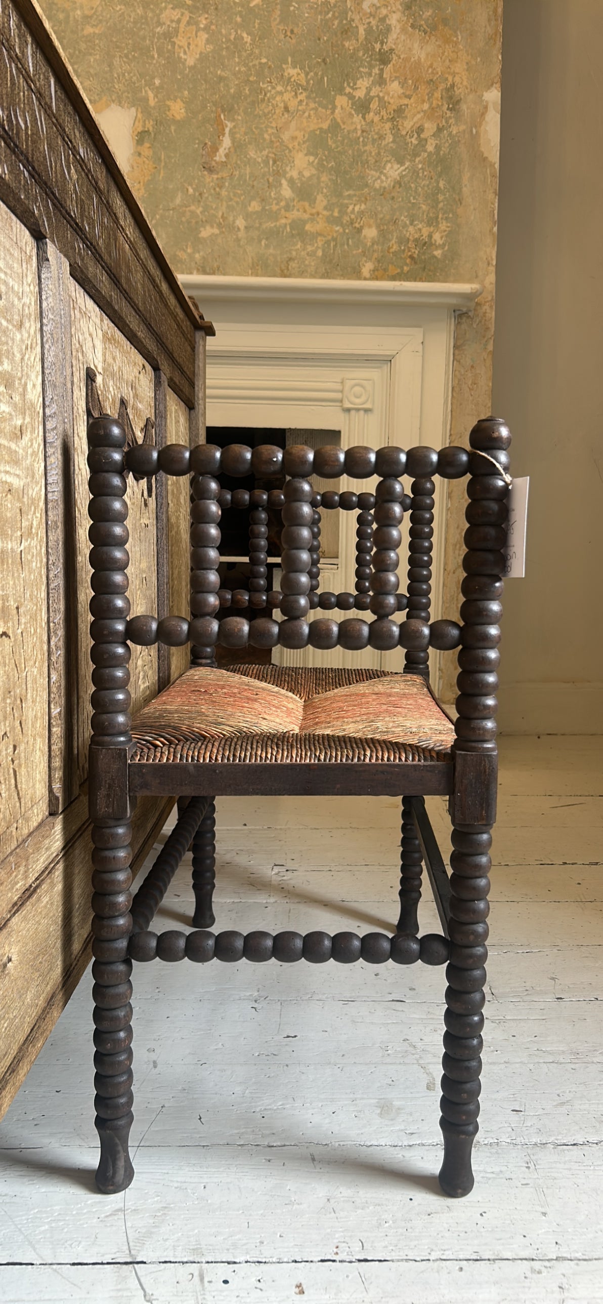 French antique Bobbin chair bench