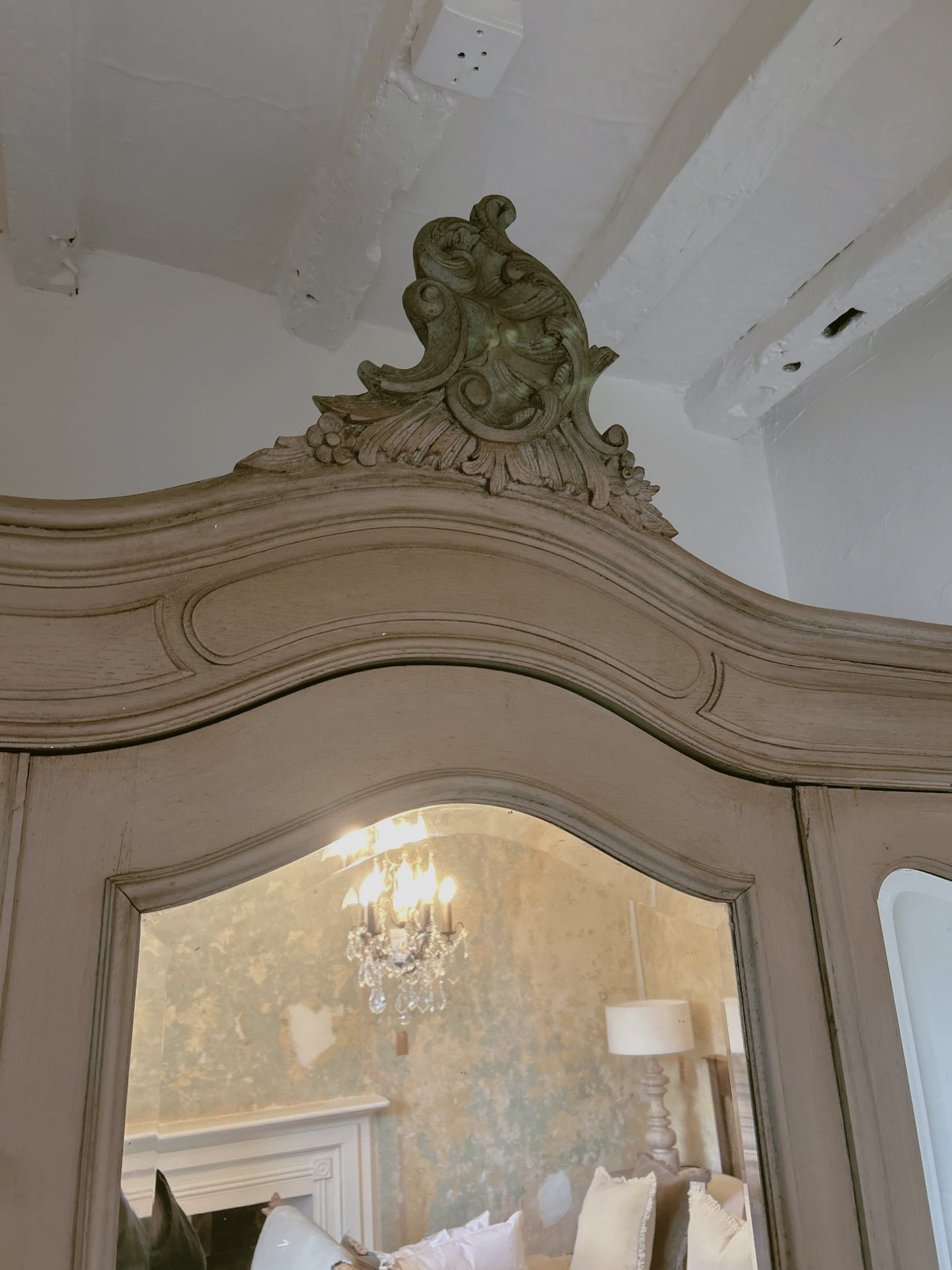 French antique painted armoire - wardrobe