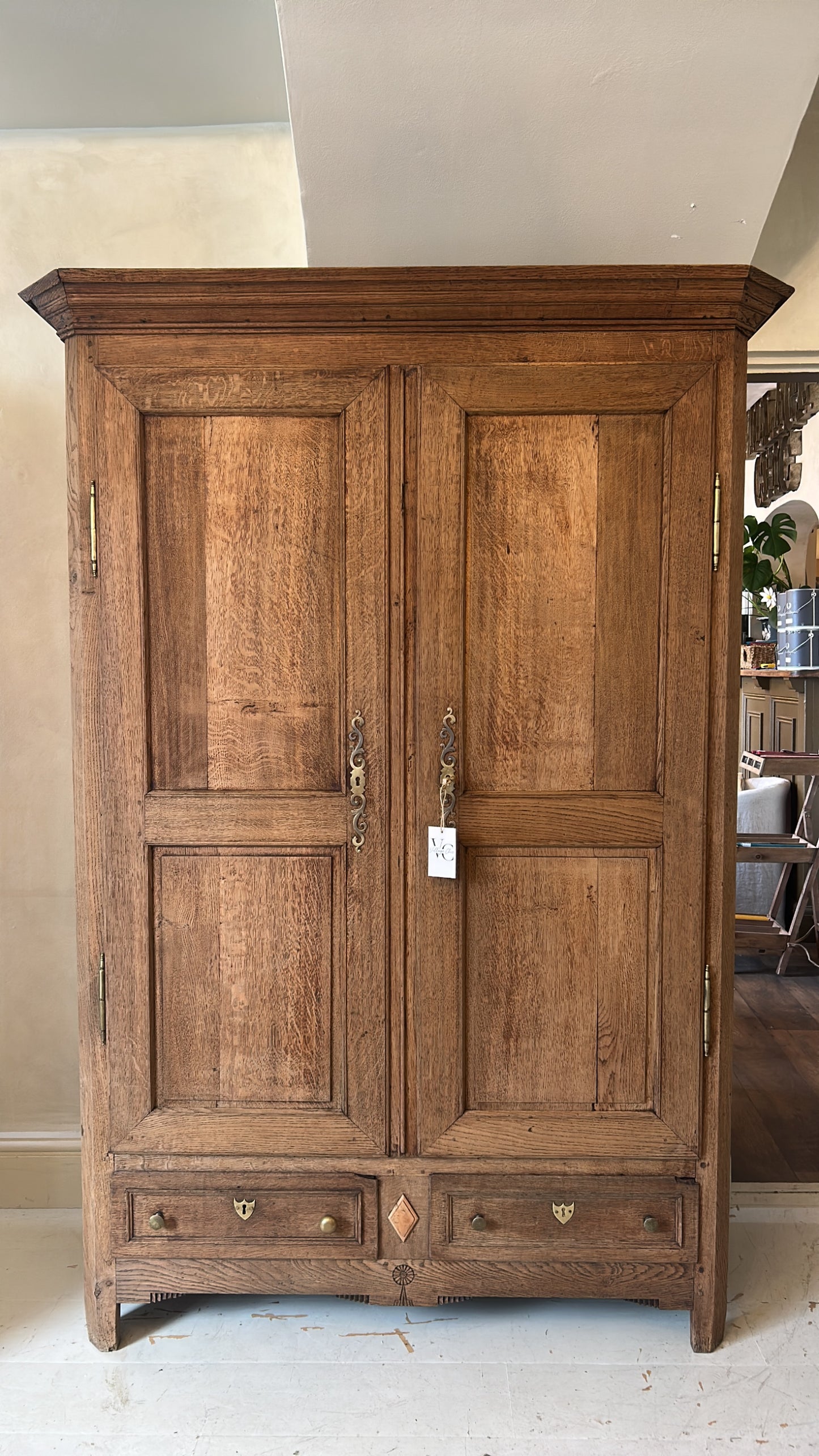 French antique armoire - linen cupboard