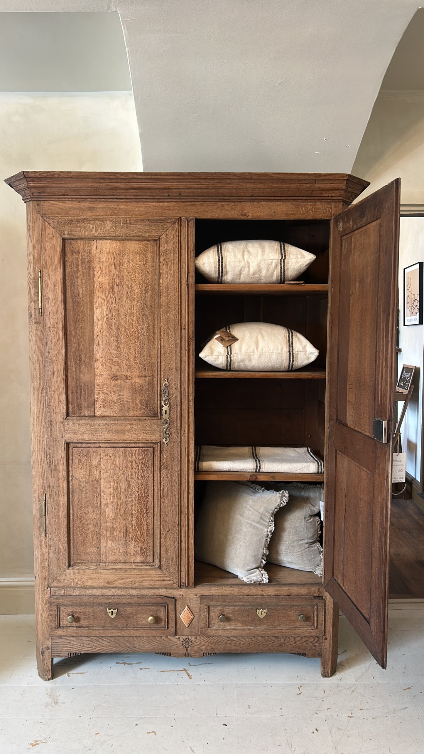 French antique armoire - linen cupboard