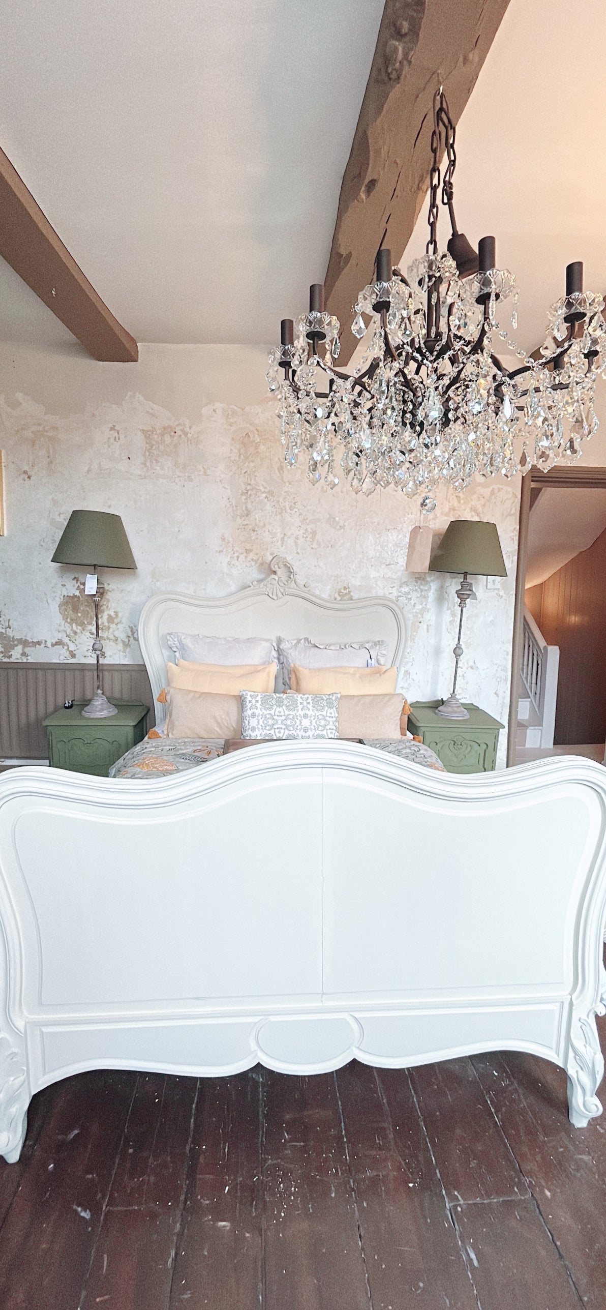 Painted antique French Louis XV Double bed