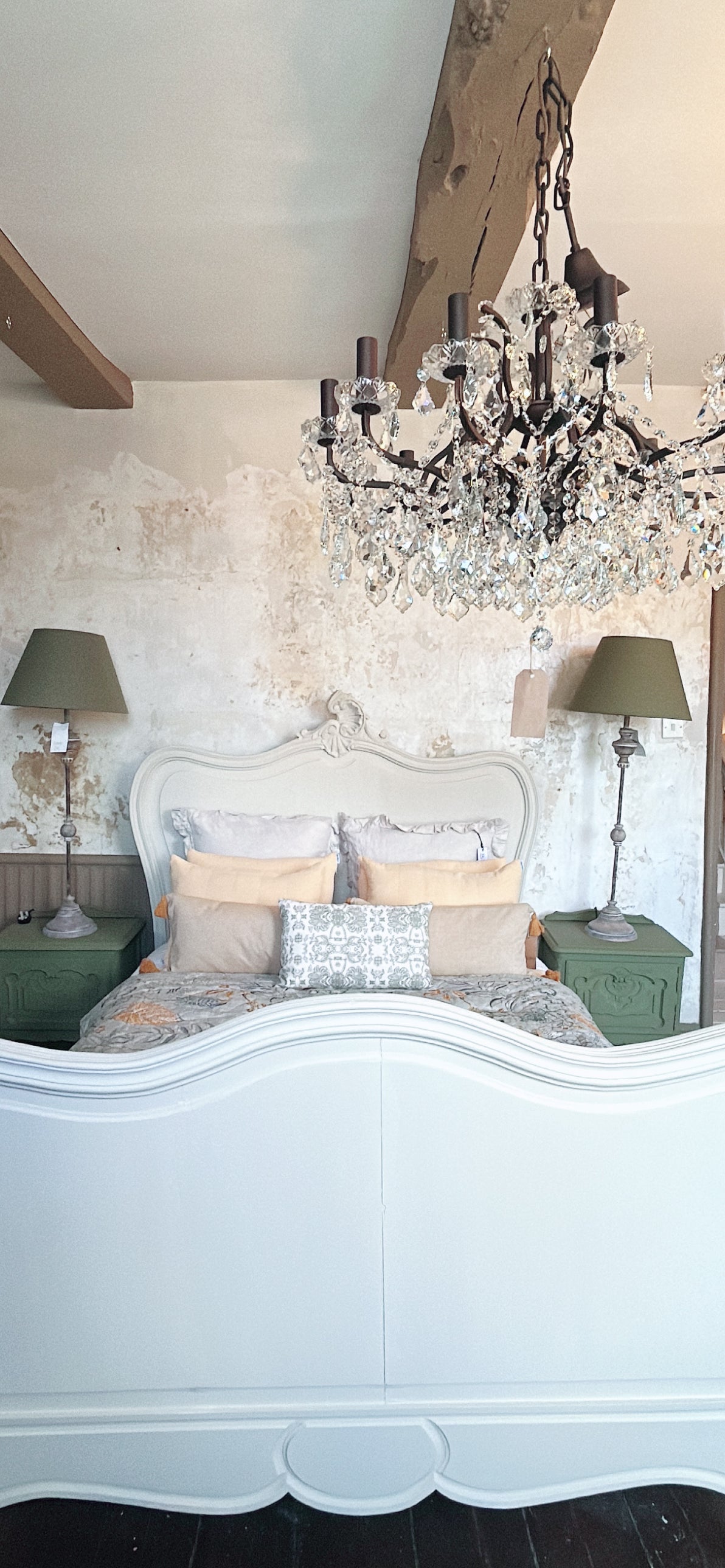 Painted antique French Louis XV Double bed