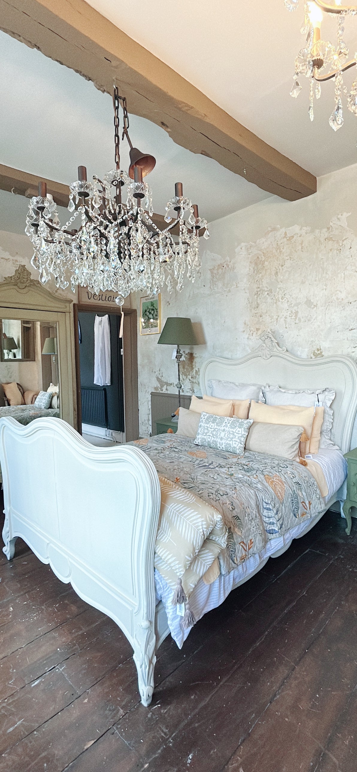Painted antique French Louis XV Double bed
