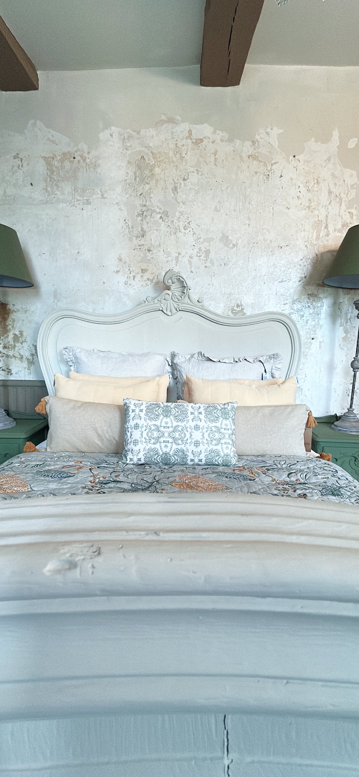 Painted antique French Louis XV Double bed