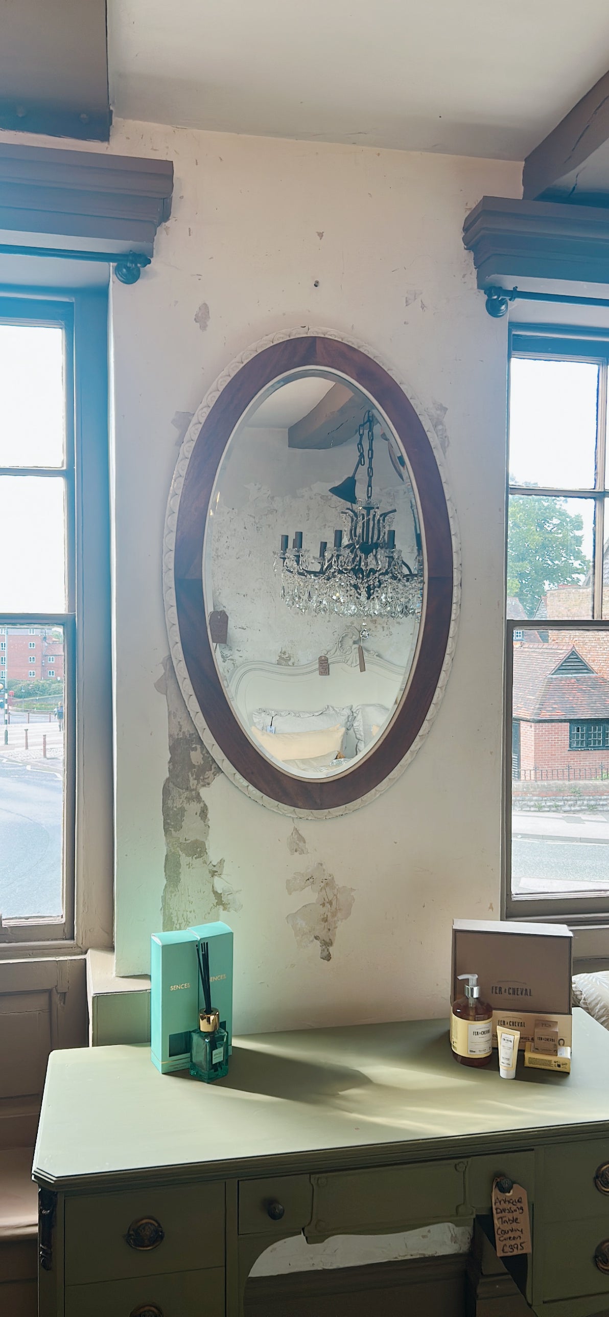 Vintage scalloped edged mirror oval