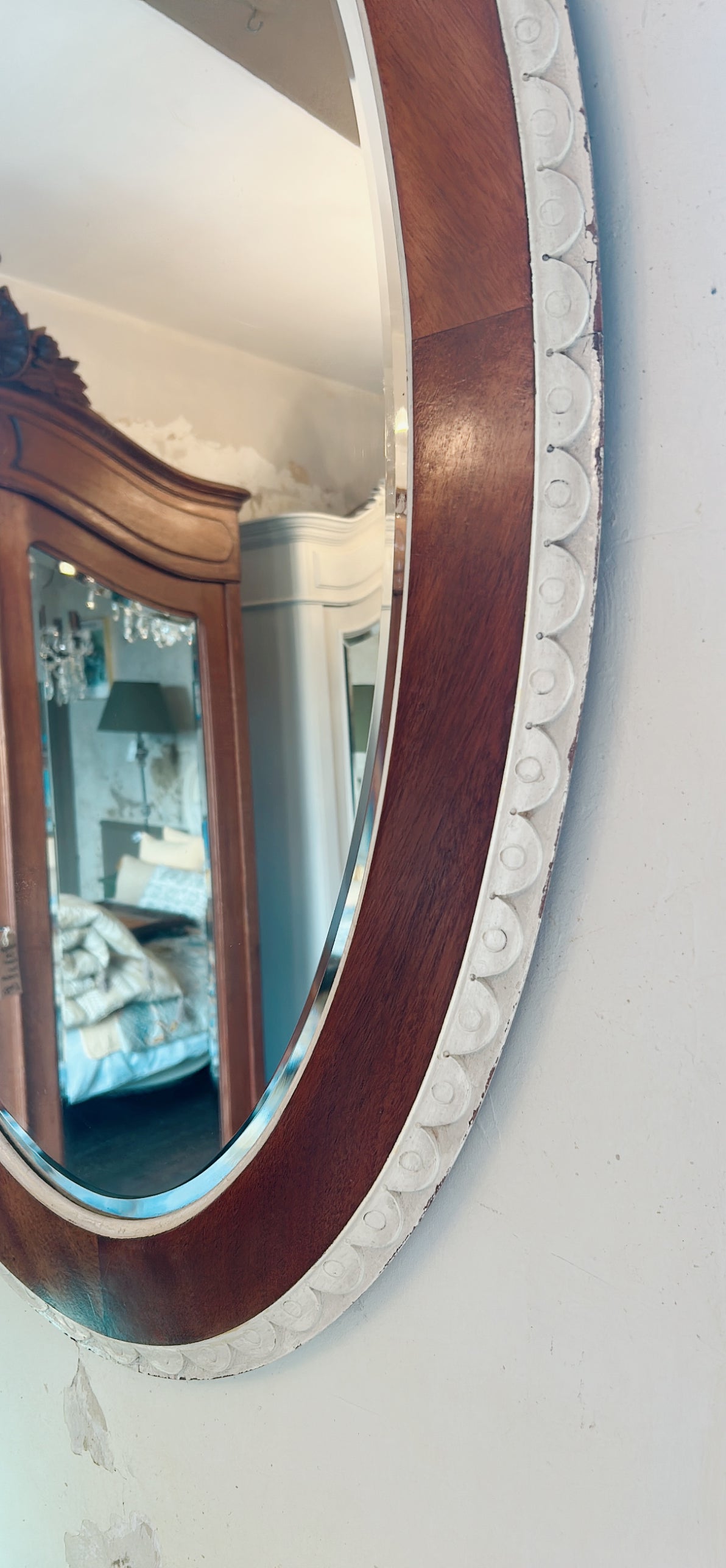 Vintage scalloped edged mirror oval