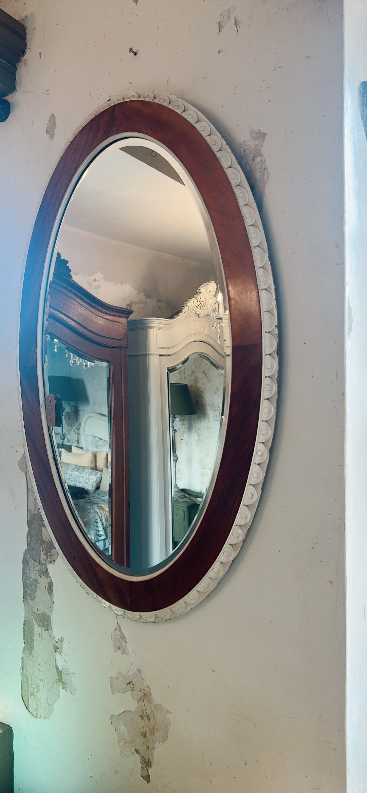 Vintage scalloped edged mirror oval