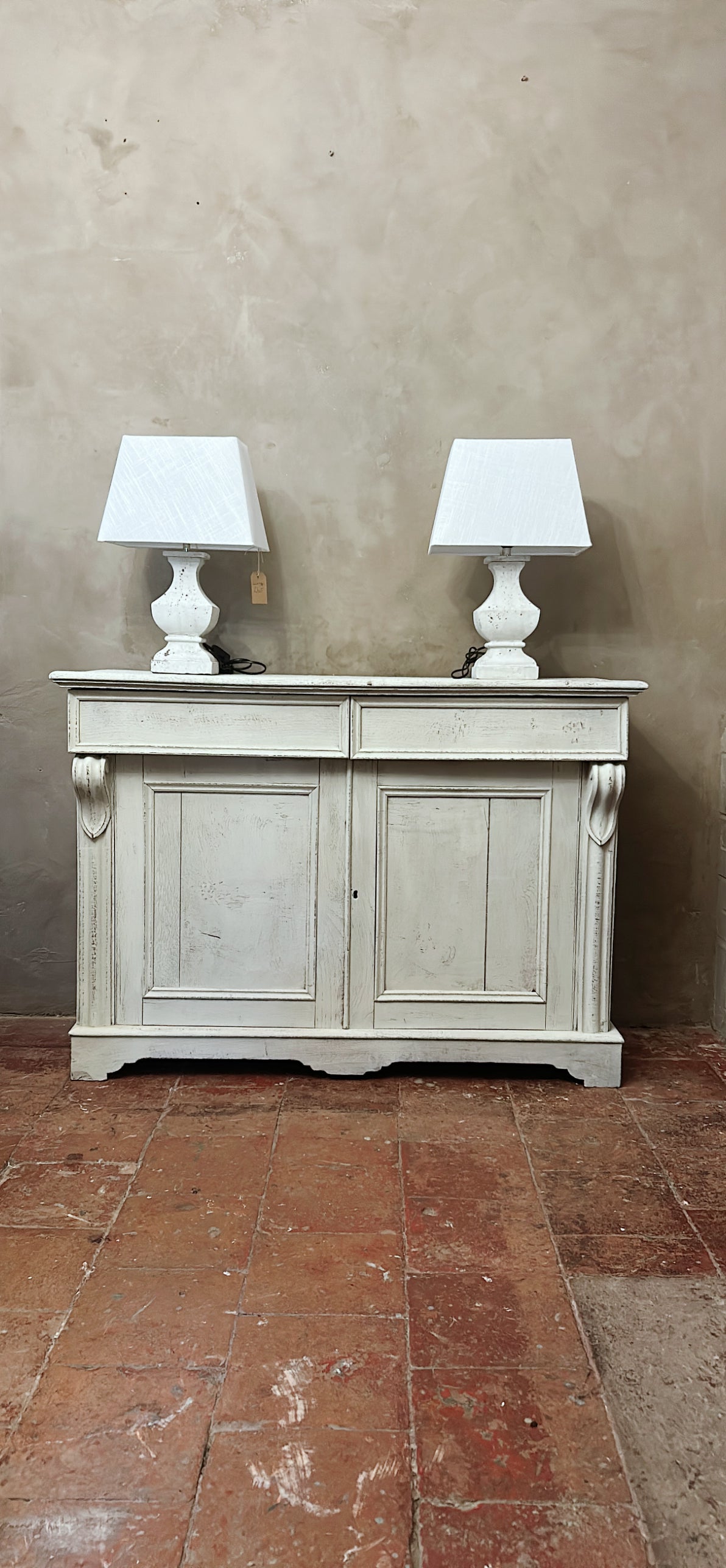 Antique painted sideboard - cupboard old linen