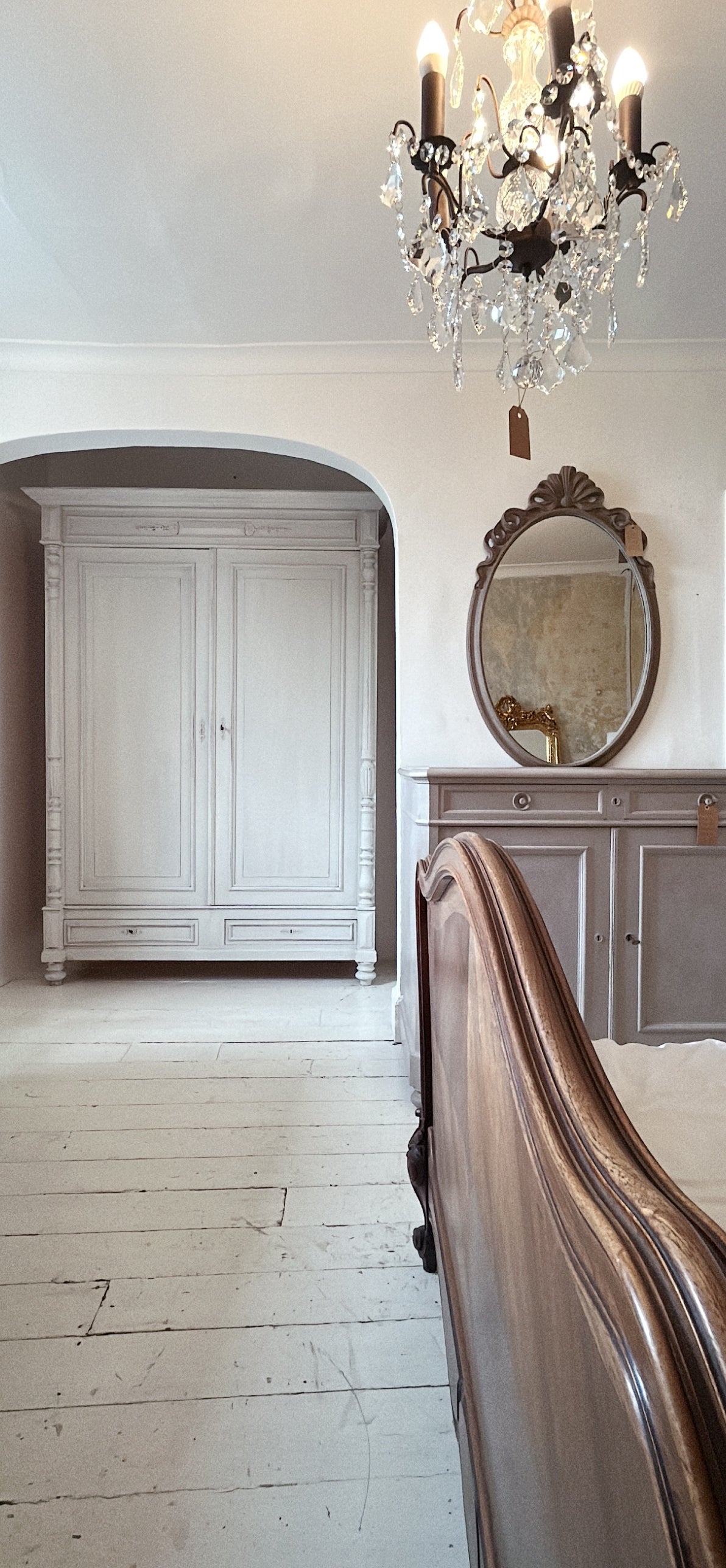 Painted antique oak Renaissance Armoire available- Old Linen