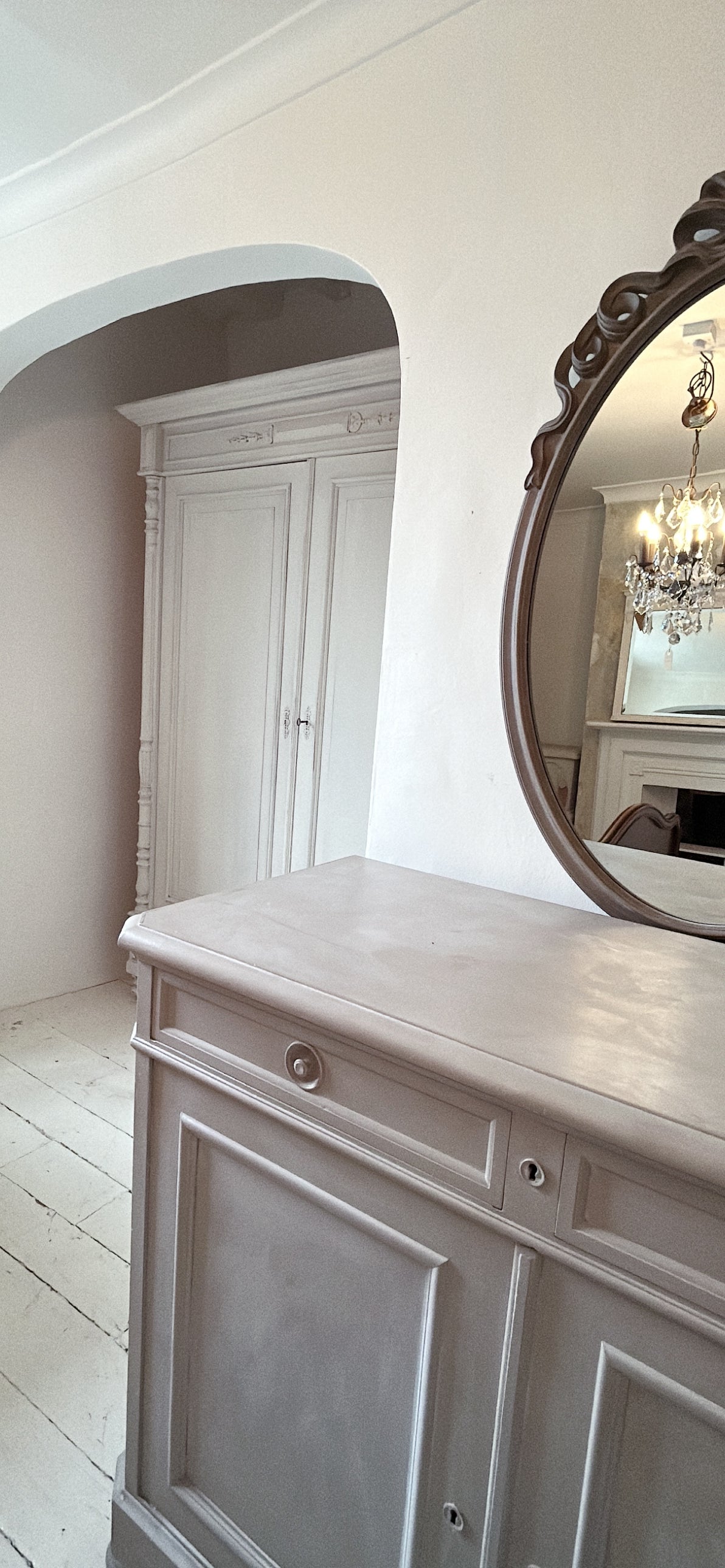 Painted antique oak Renaissance Armoire available- Old Linen