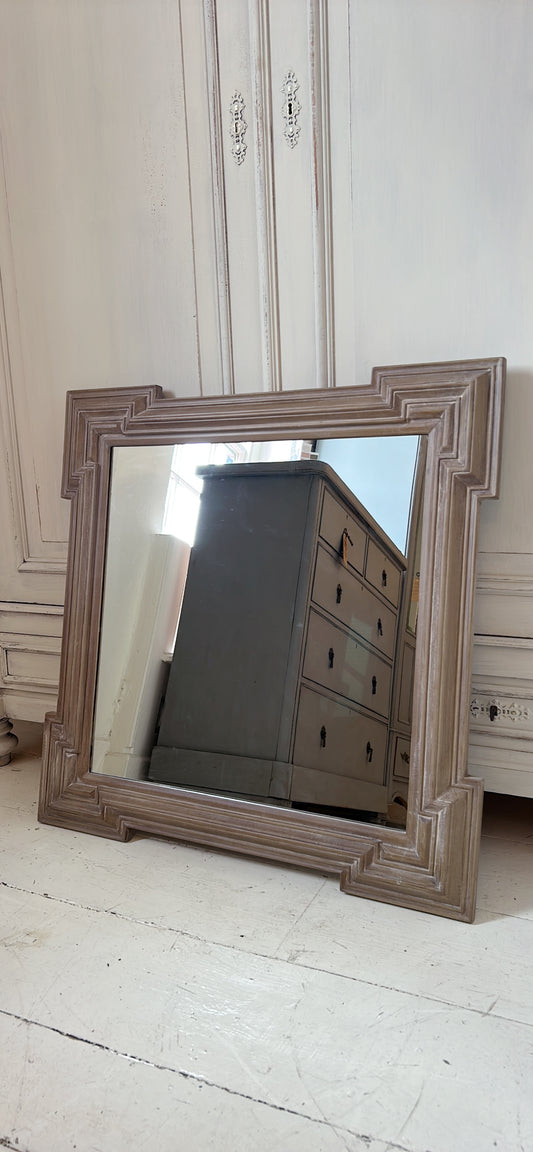 Wood effect square mirror