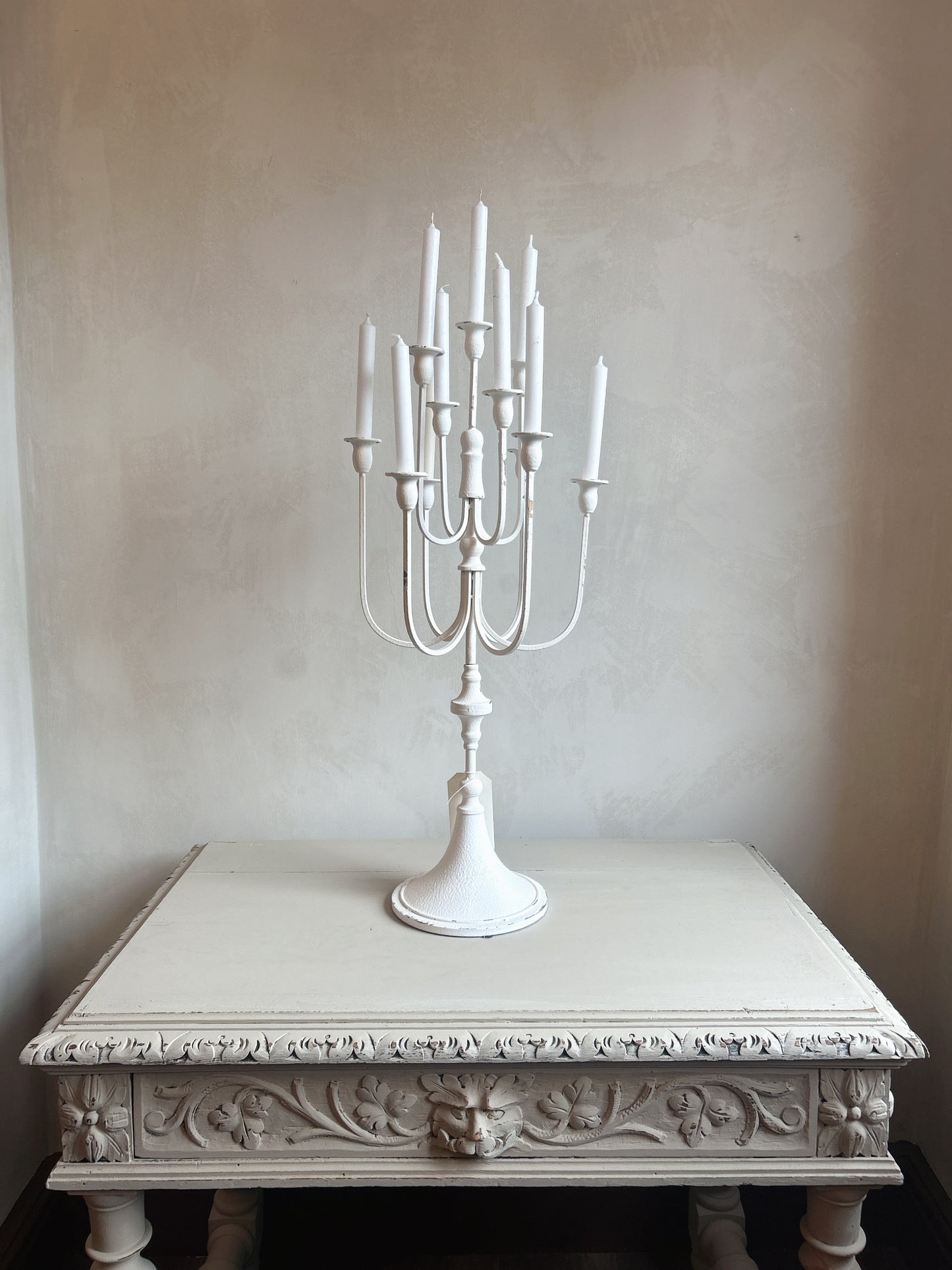 French Renaissance painted table with drawer.