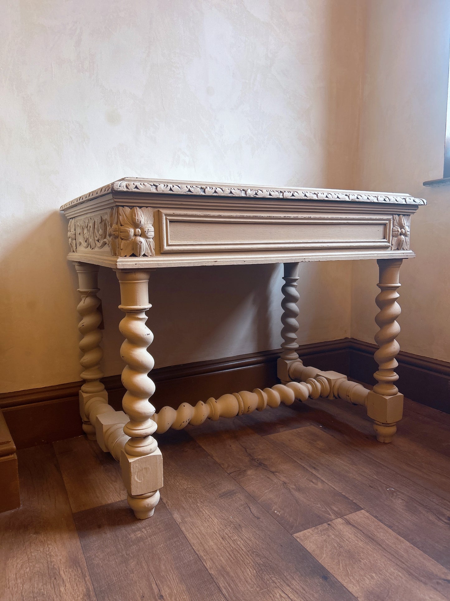 French Renaissance painted table with drawer.