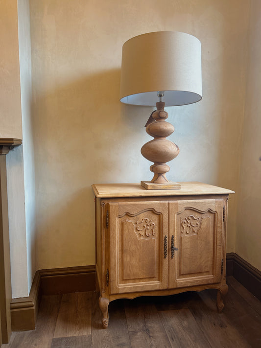 Raw oak french Louis 2 door cabinet