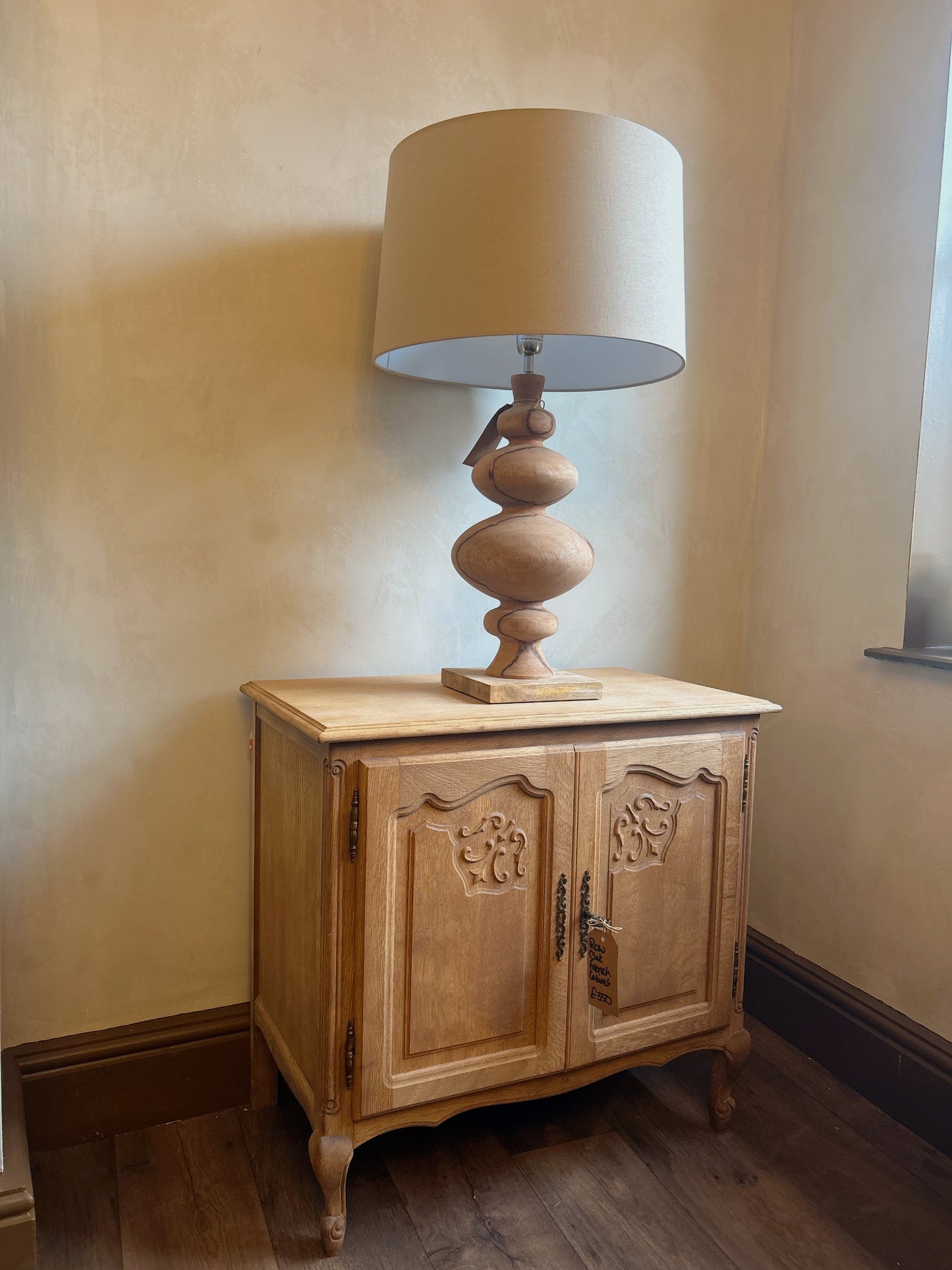 Raw oak french Louis 2 door cabinet