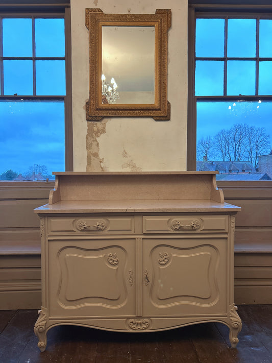 French antique painted washstand with marble