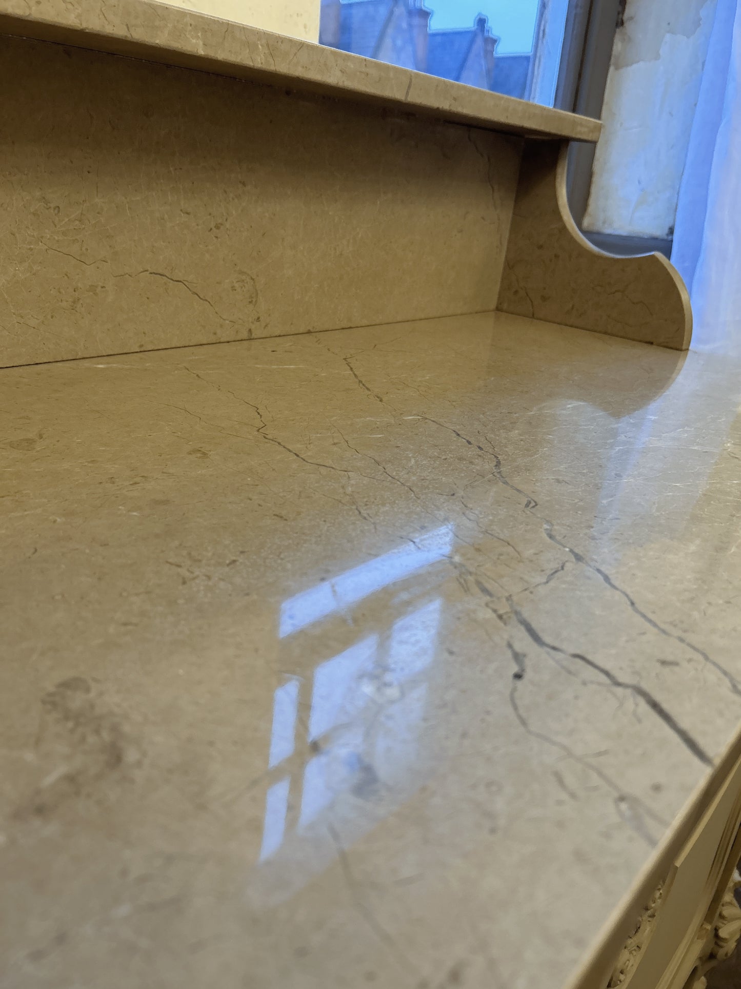 French antique painted washstand with marble