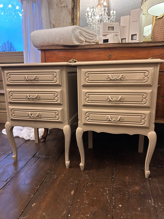 Pair french painted petite chest of drawers