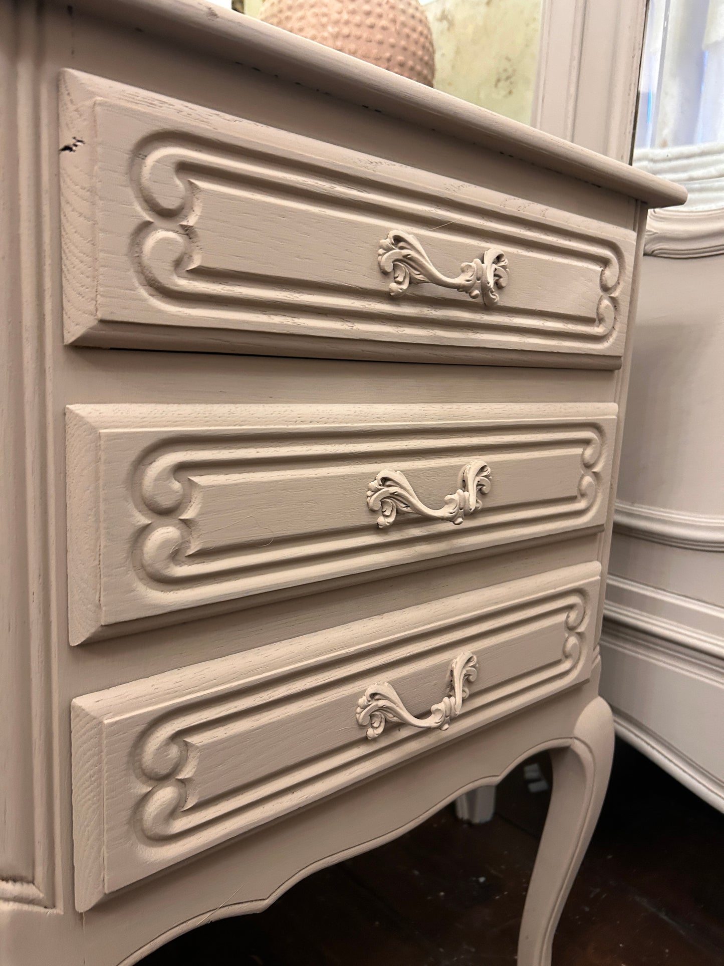 Pair french painted petite chest of drawers