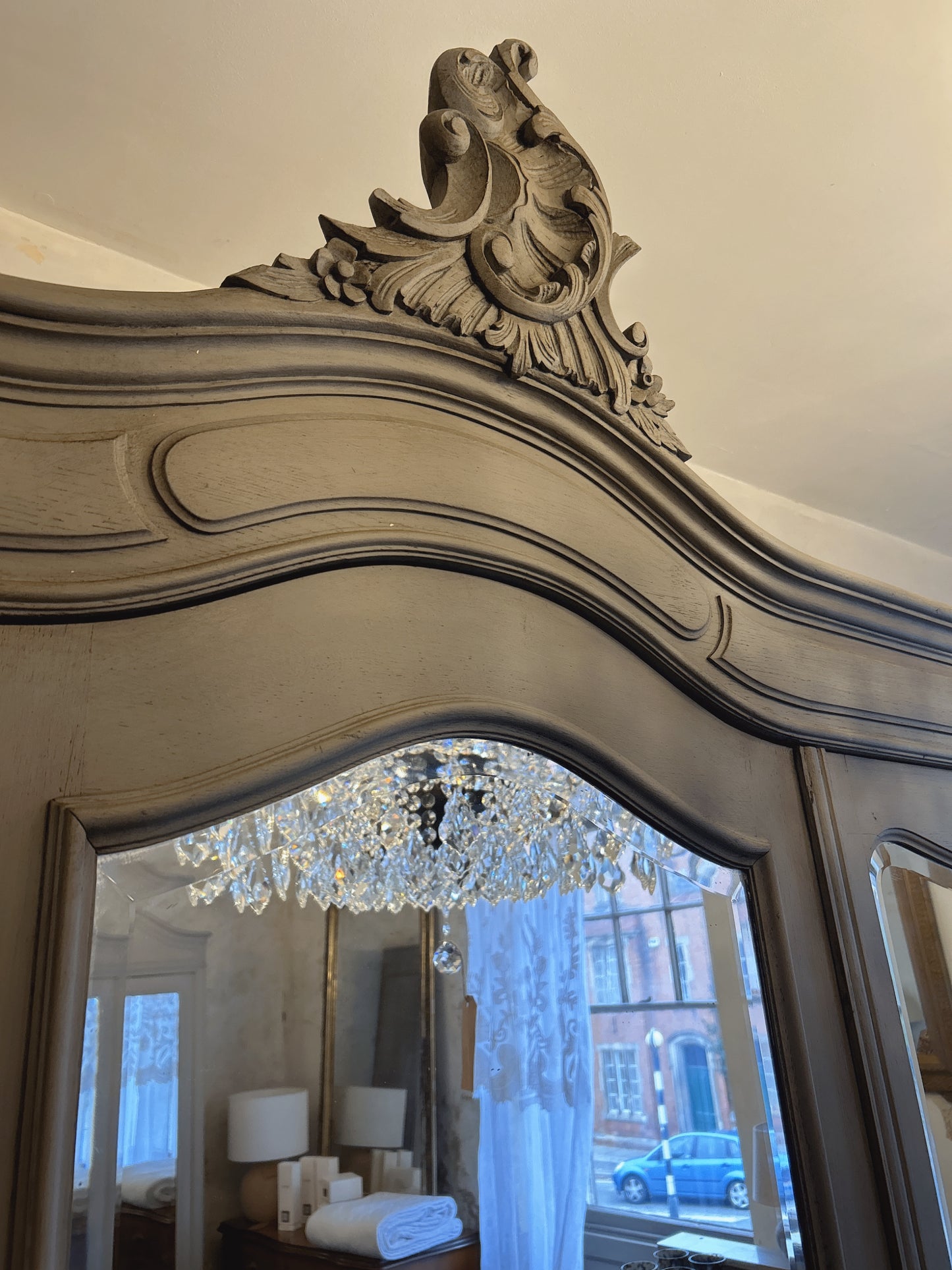 French antique painted armoire