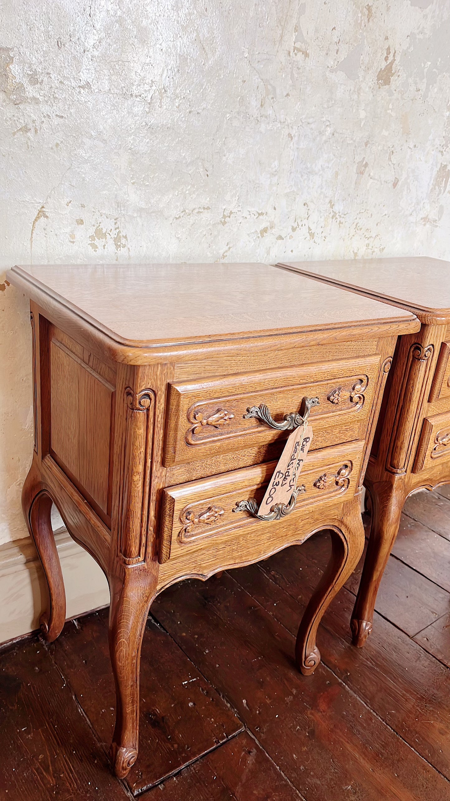 Pair of Oak French bedside tables