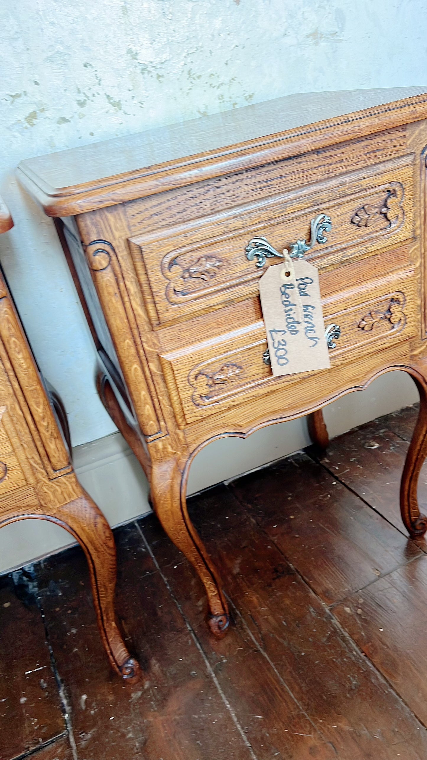 Pair of French Louis bedside tables Oak