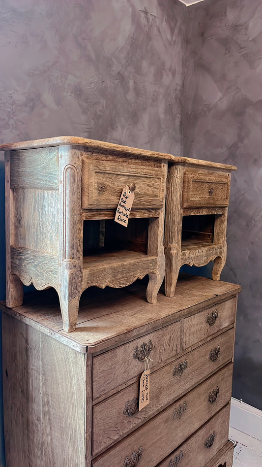 Pair French Oak bedsides