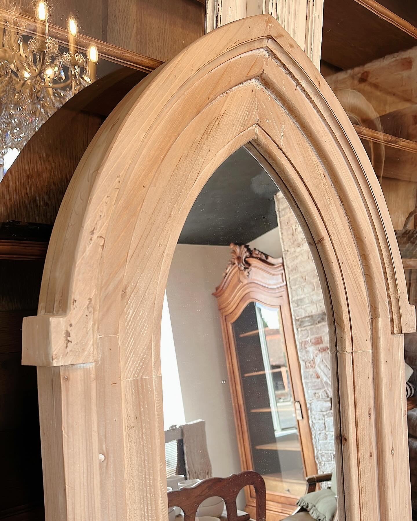 Wooden arched mirror